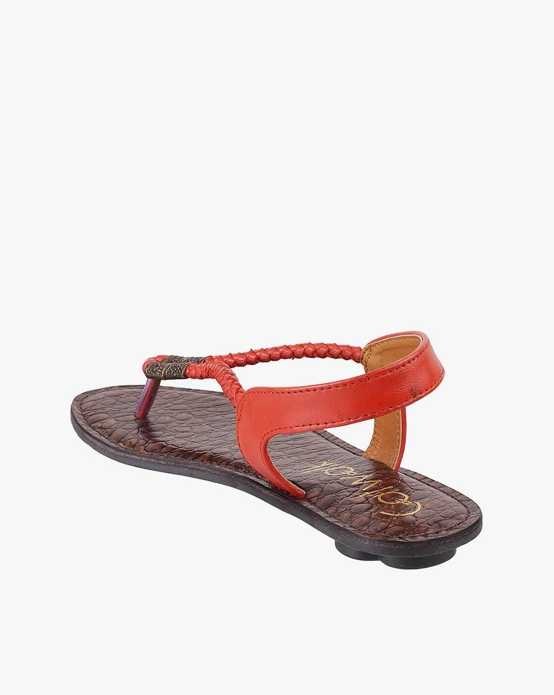 Women Braided Leather Thong-Strap Flat Sandals