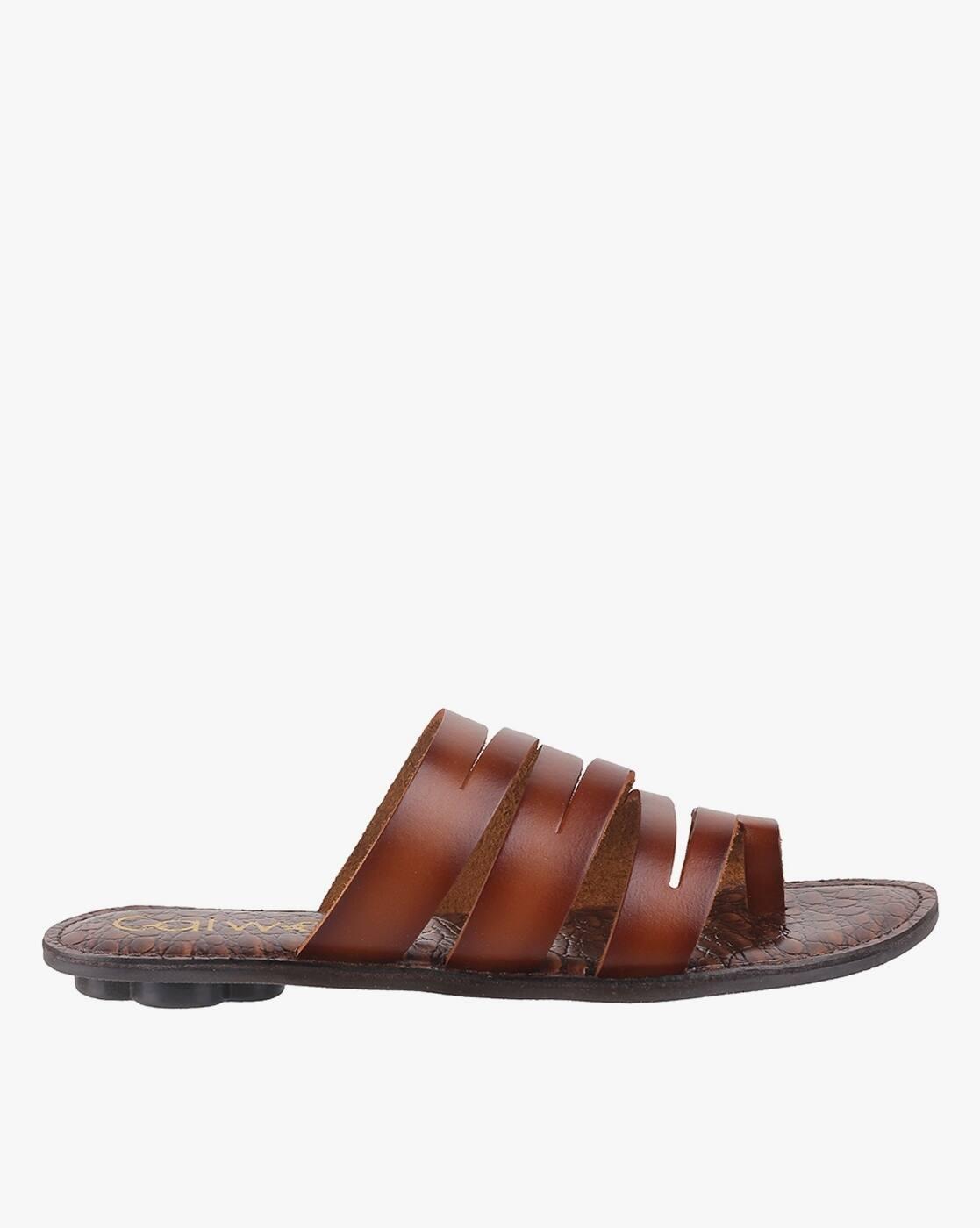 Women Croc-Embossed Toe-Ring Sandals