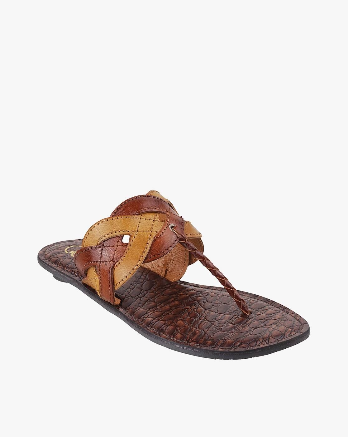 Open-Toe T-Strap Flat Sandals