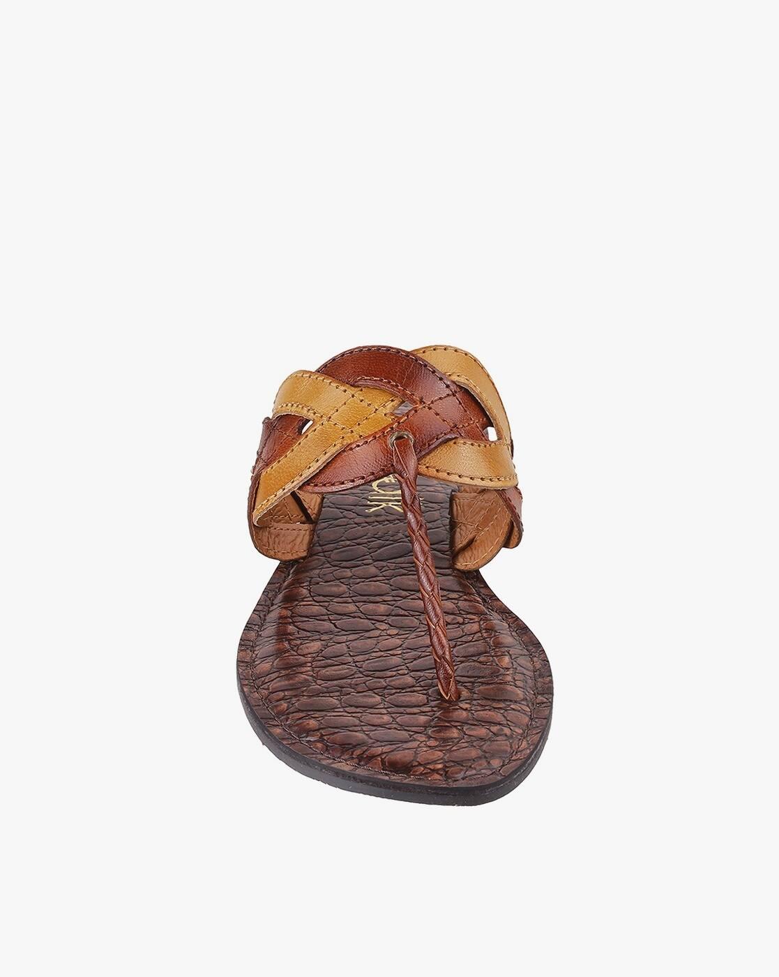 Open-Toe T-Strap Flat Sandals