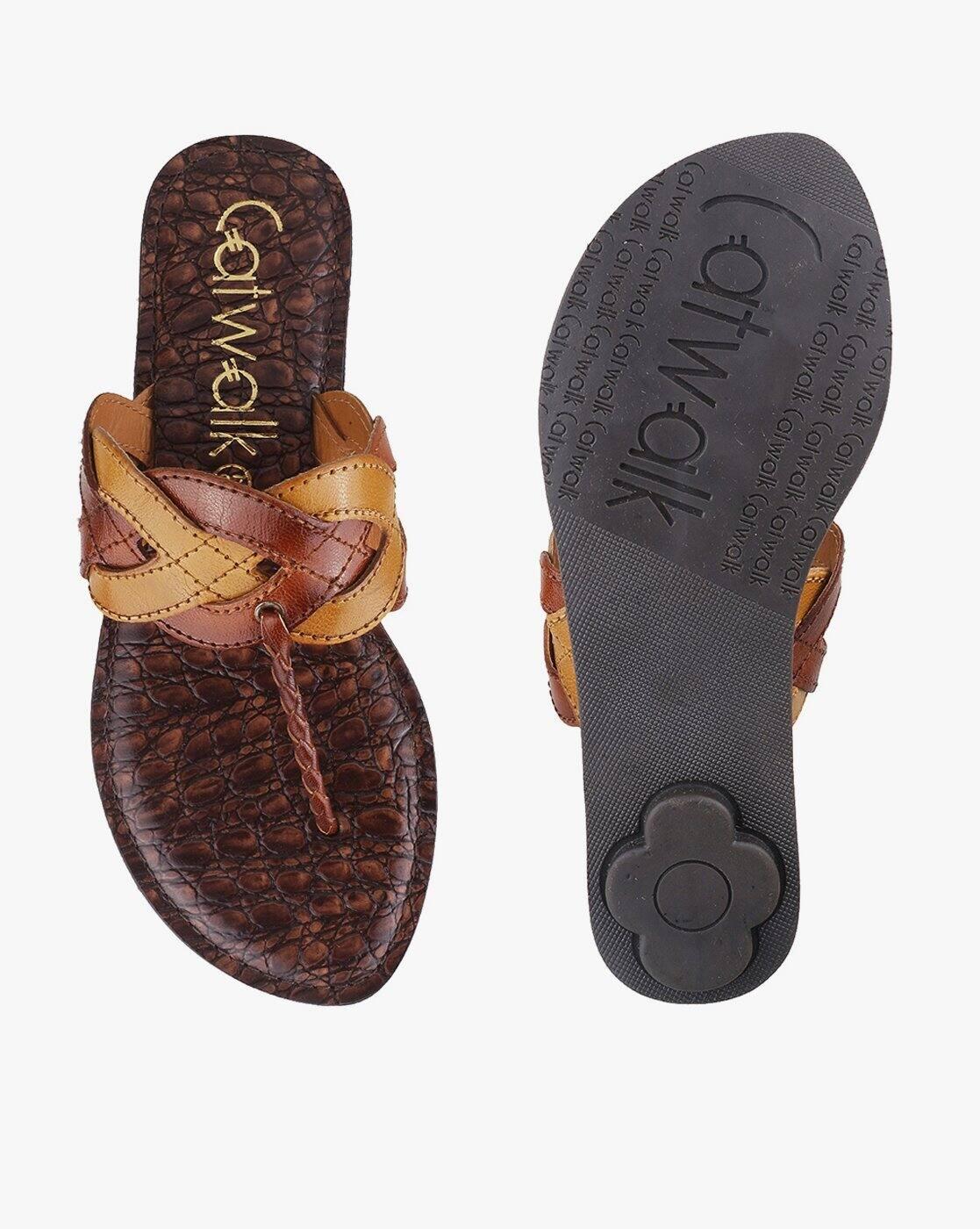 Open-Toe T-Strap Flat Sandals