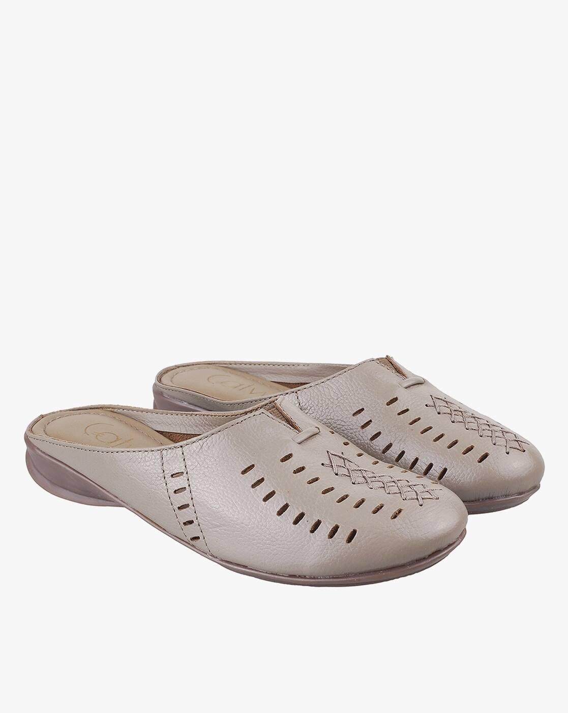 Perforated Slip-On Mules