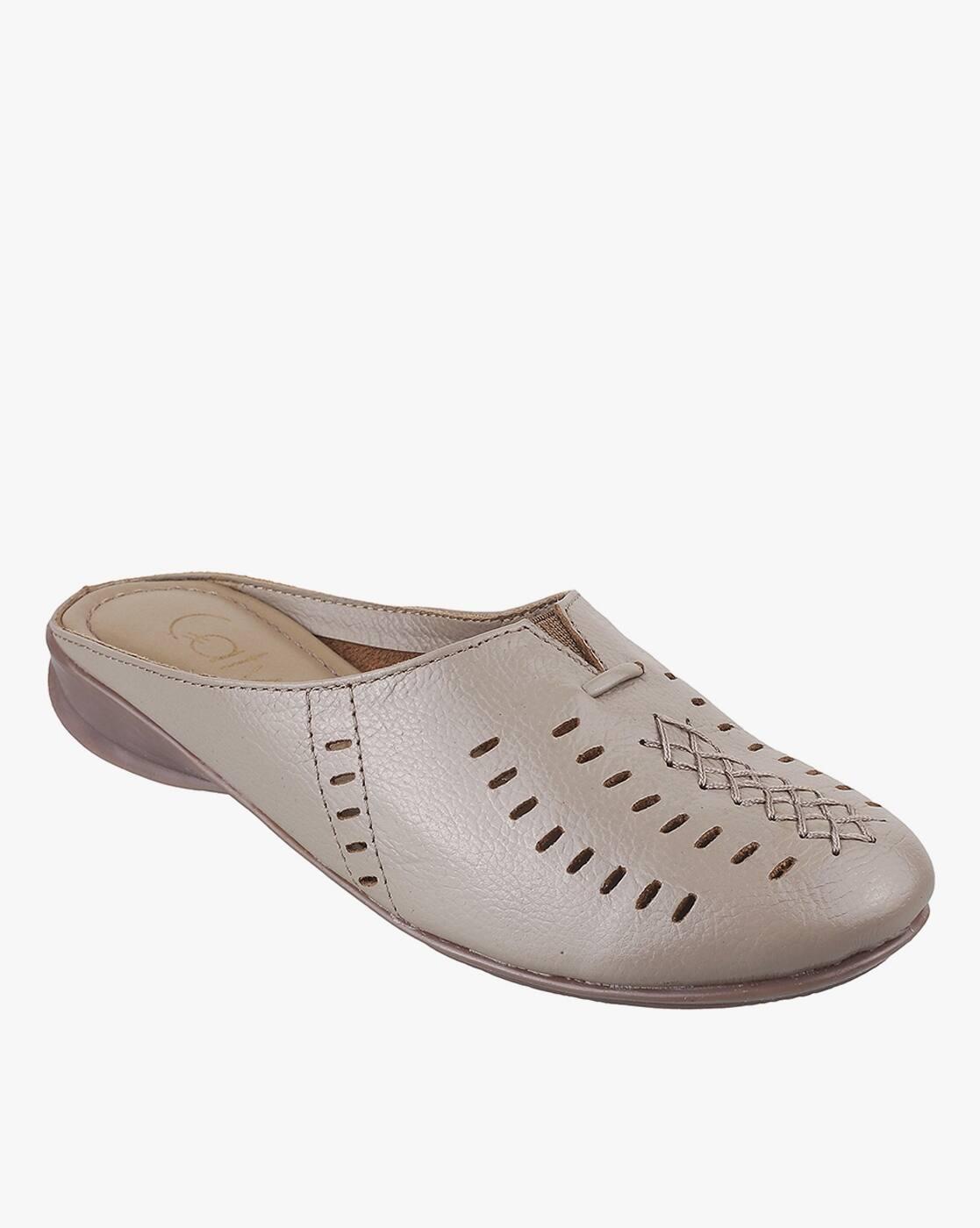 Perforated Slip-On Mules