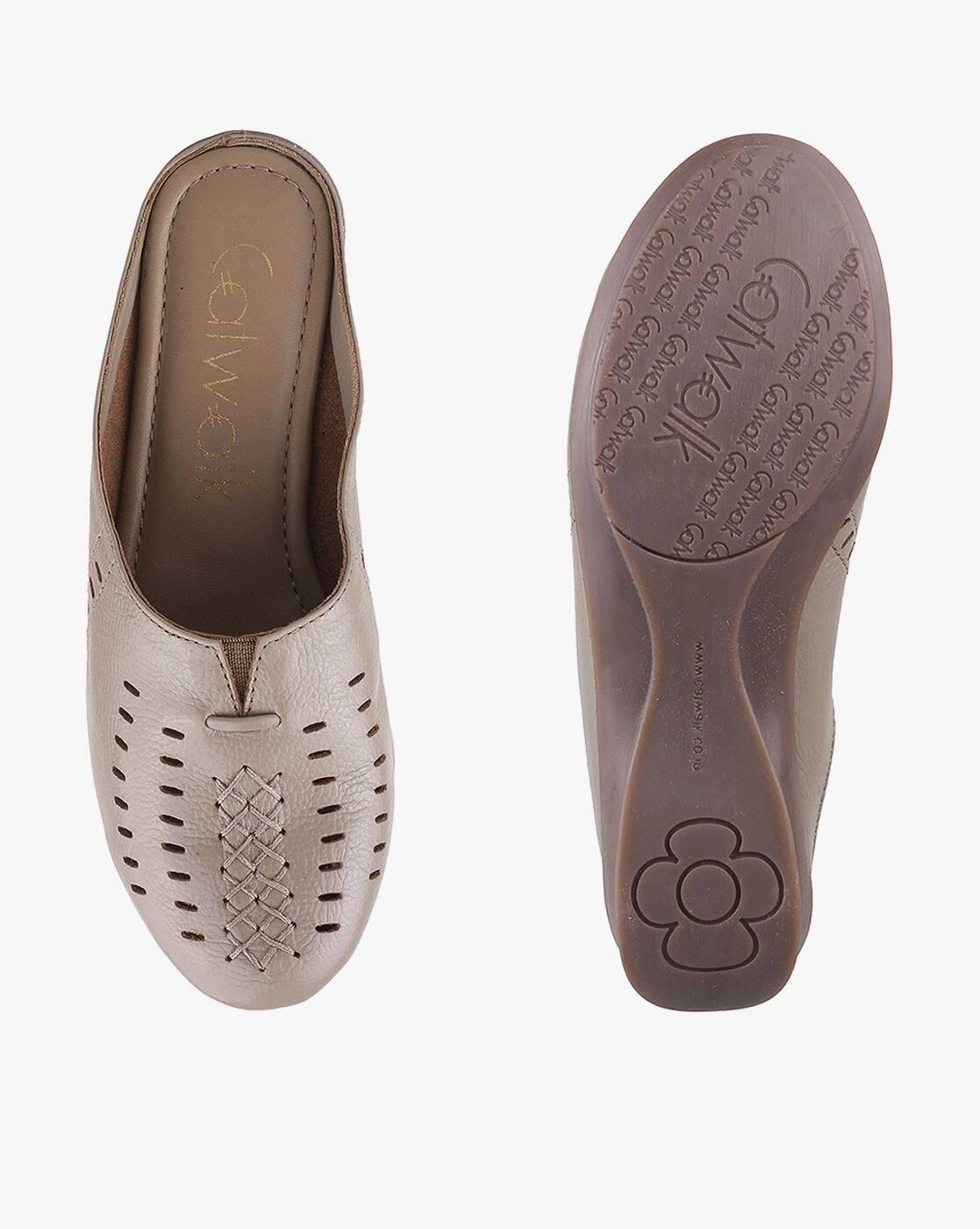 Perforated Slip-On Mules