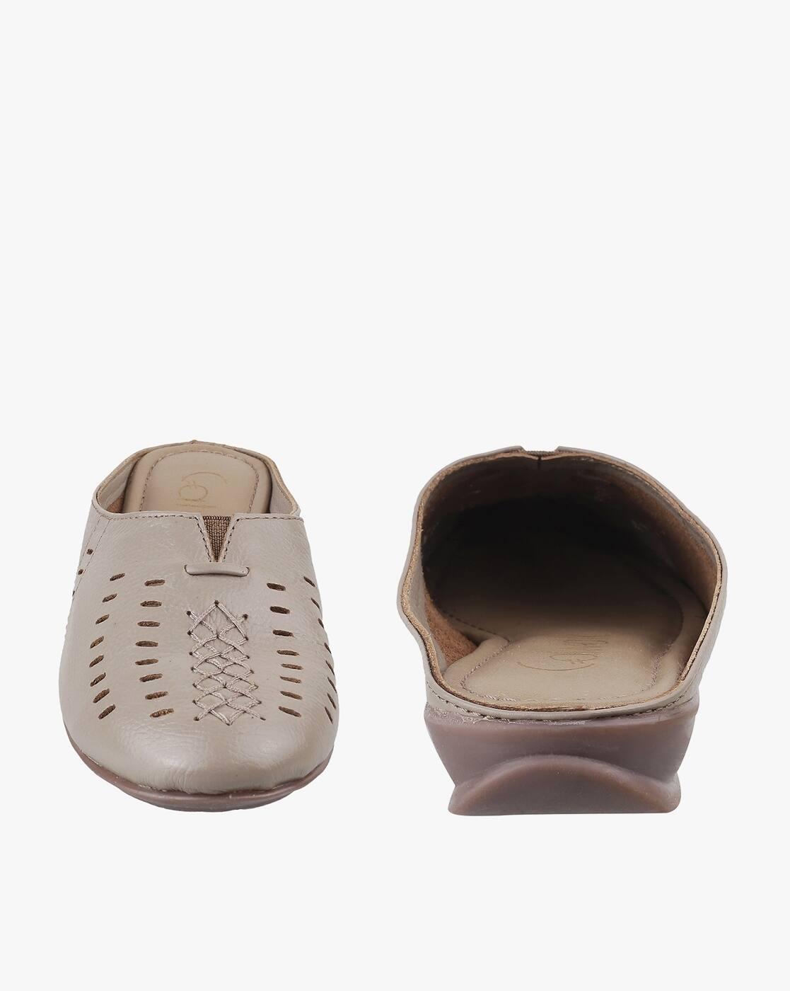 Perforated Slip-On Mules