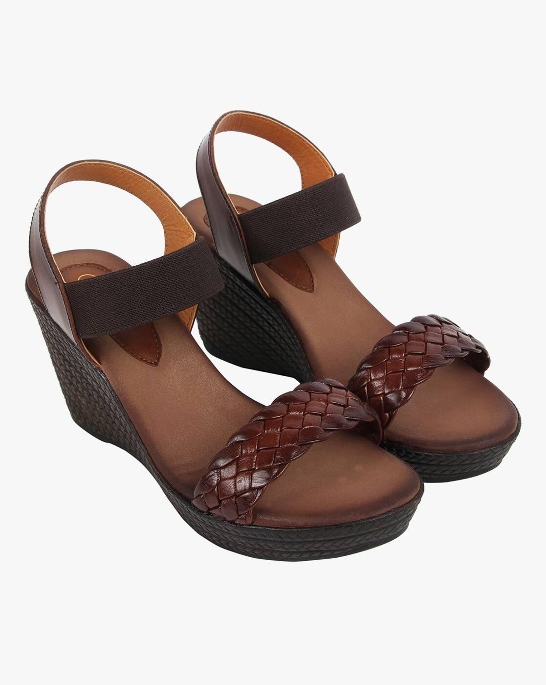 Basket-Weave Slingback Platform Heels