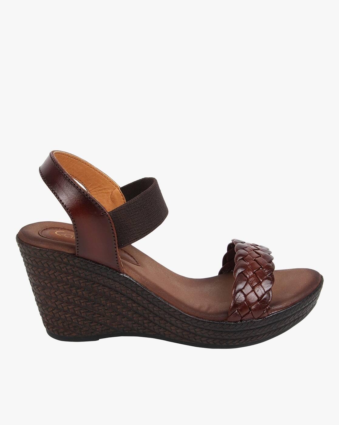 Basket-Weave Slingback Platform Heels