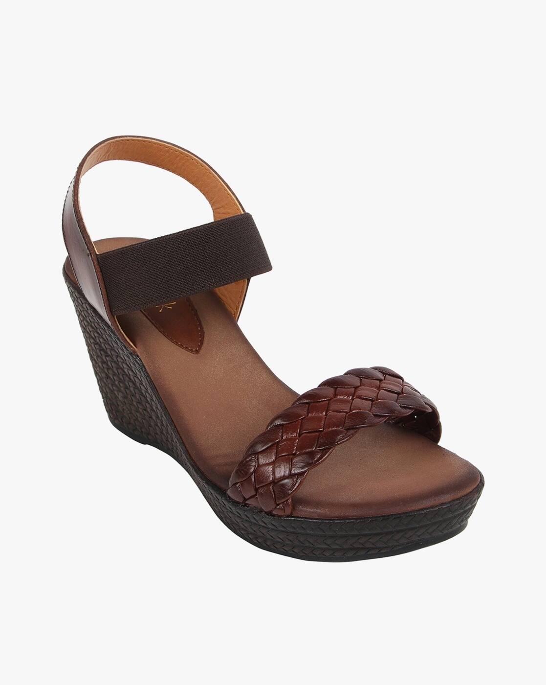 Basket-Weave Slingback Platform Heels
