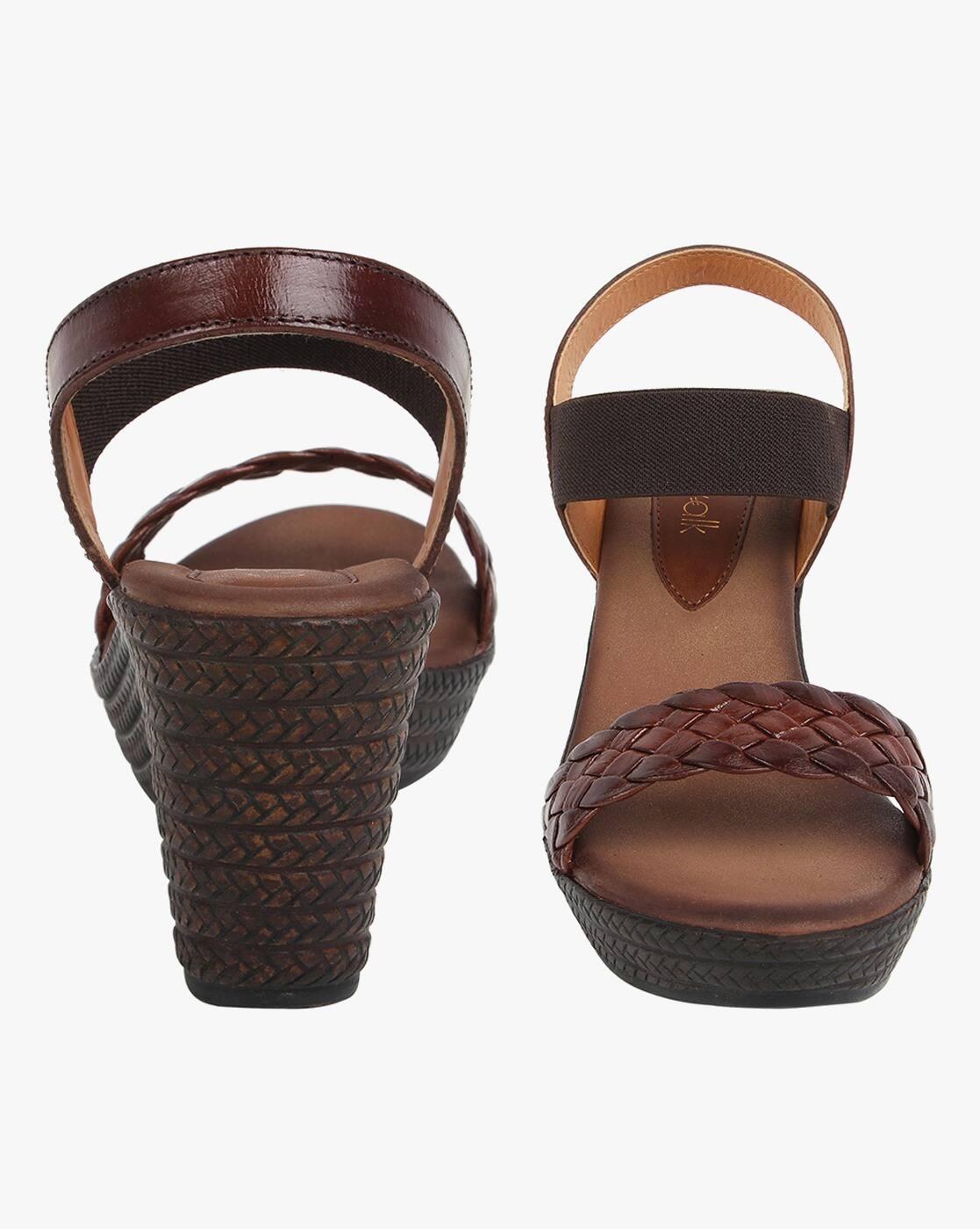 Basket-Weave Slingback Platform Heels