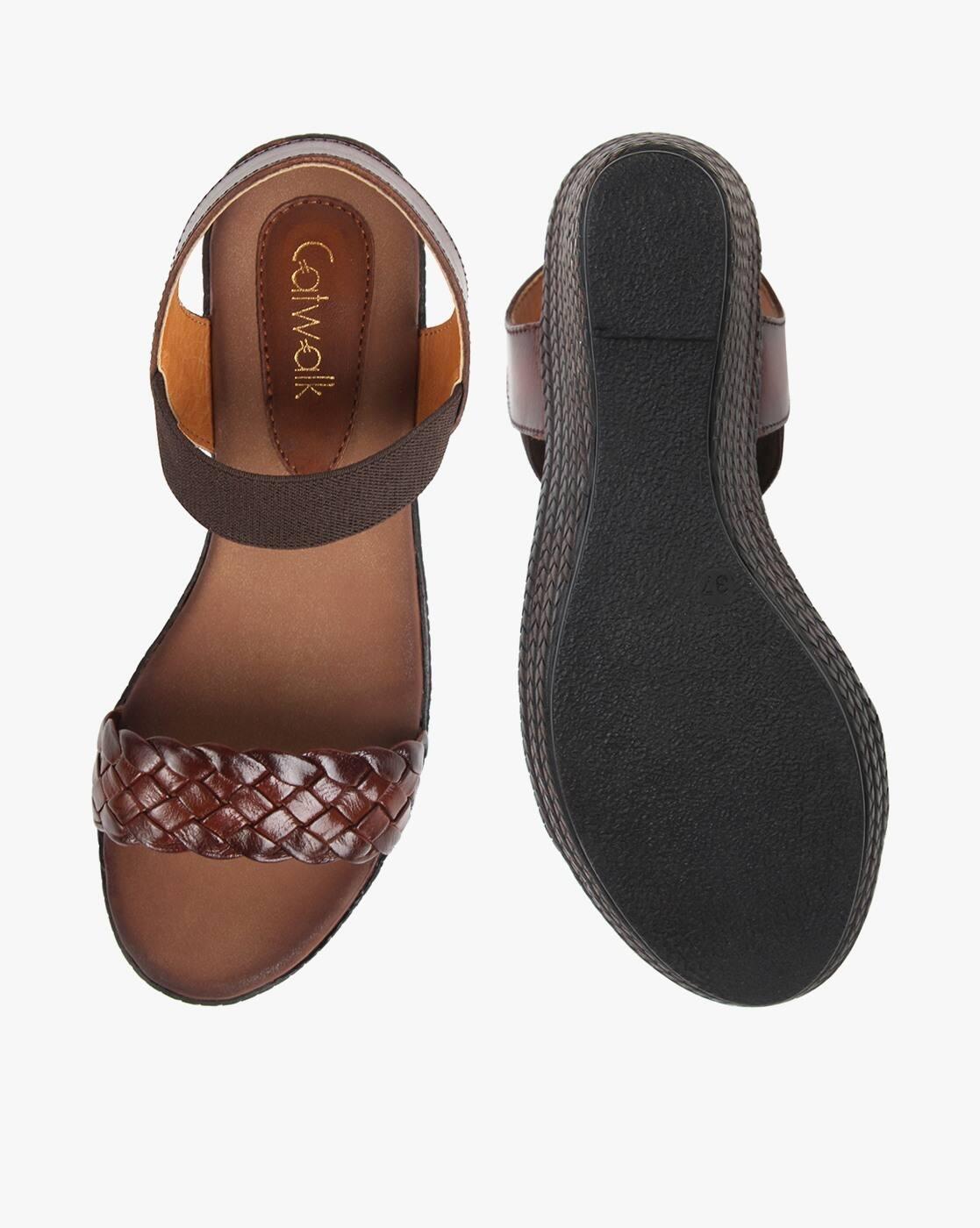 Basket-Weave Slingback Platform Heels