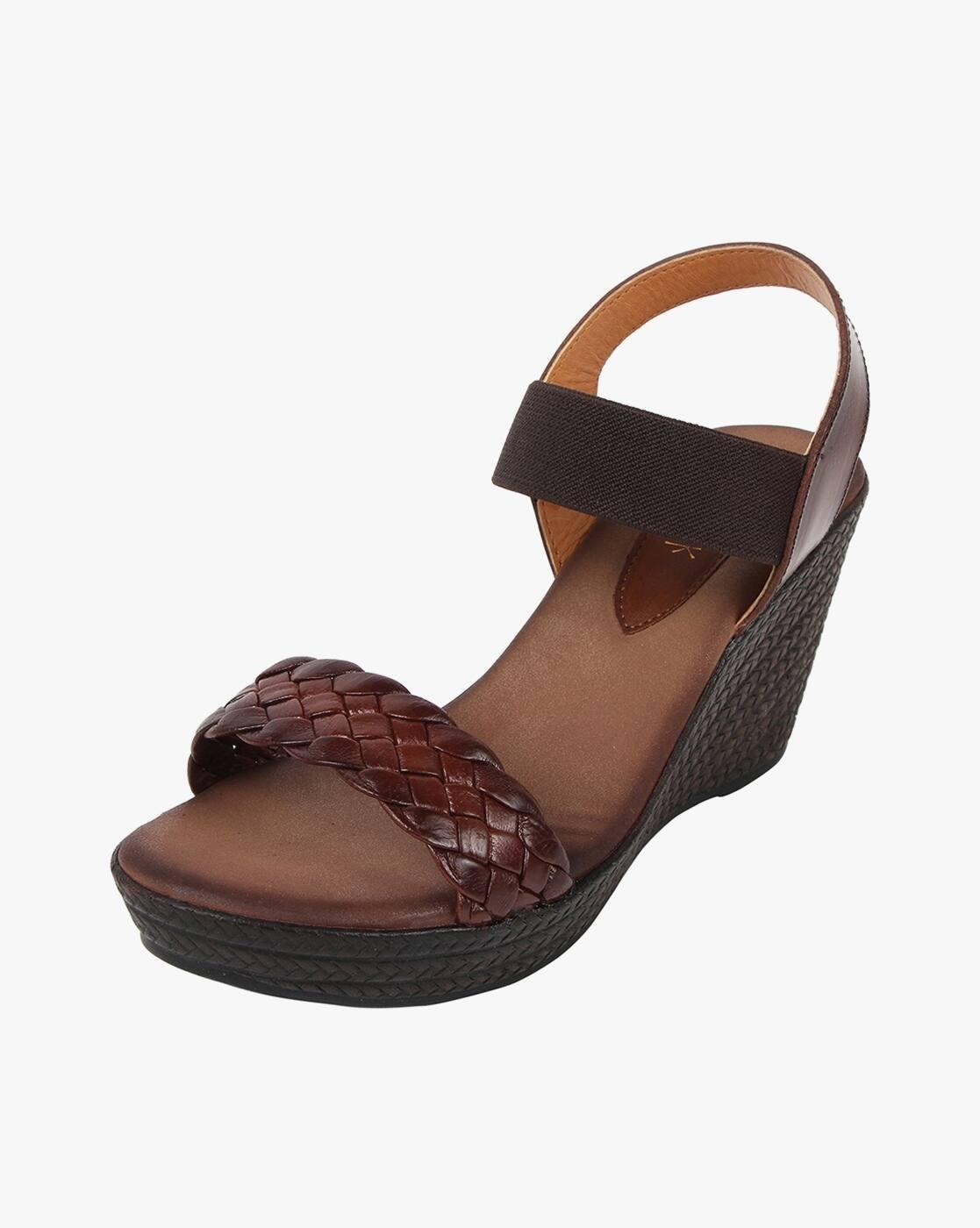 Basket-Weave Slingback Platform Heels