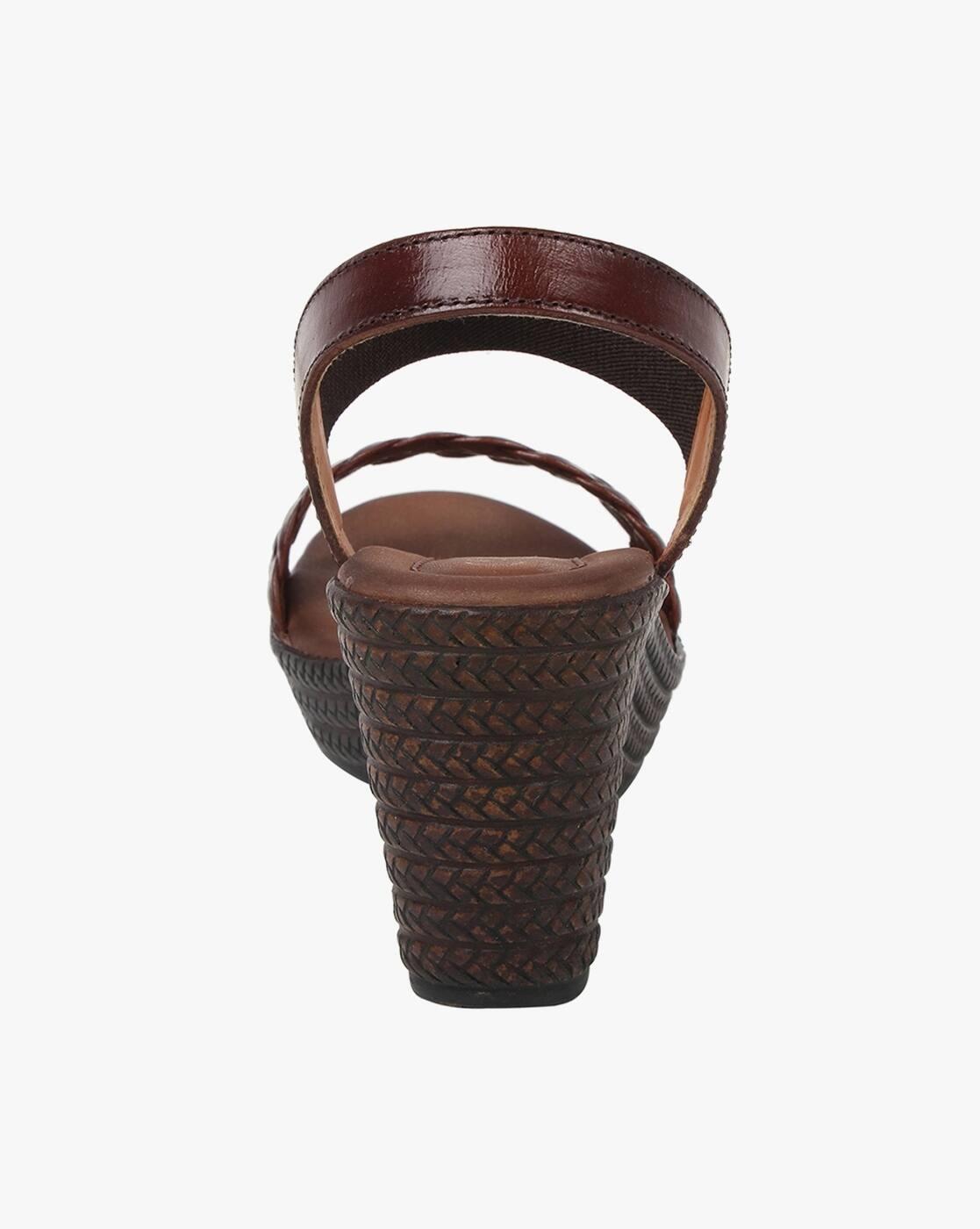 Basket-Weave Slingback Platform Heels