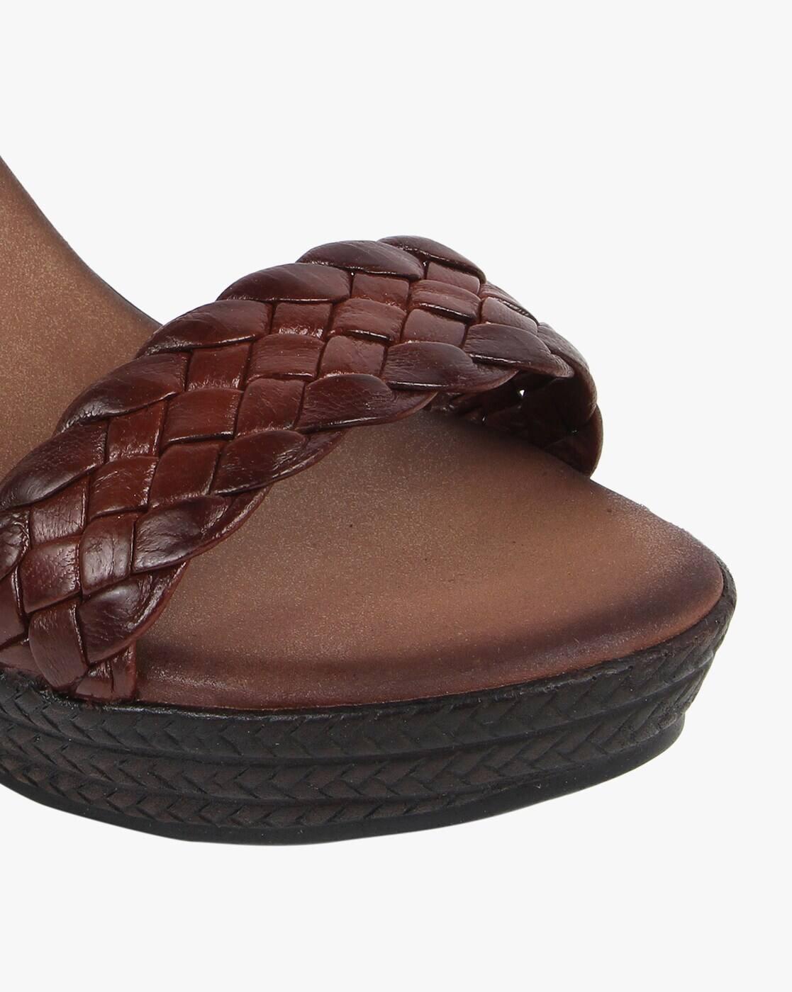 Basket-Weave Slingback Platform Heels