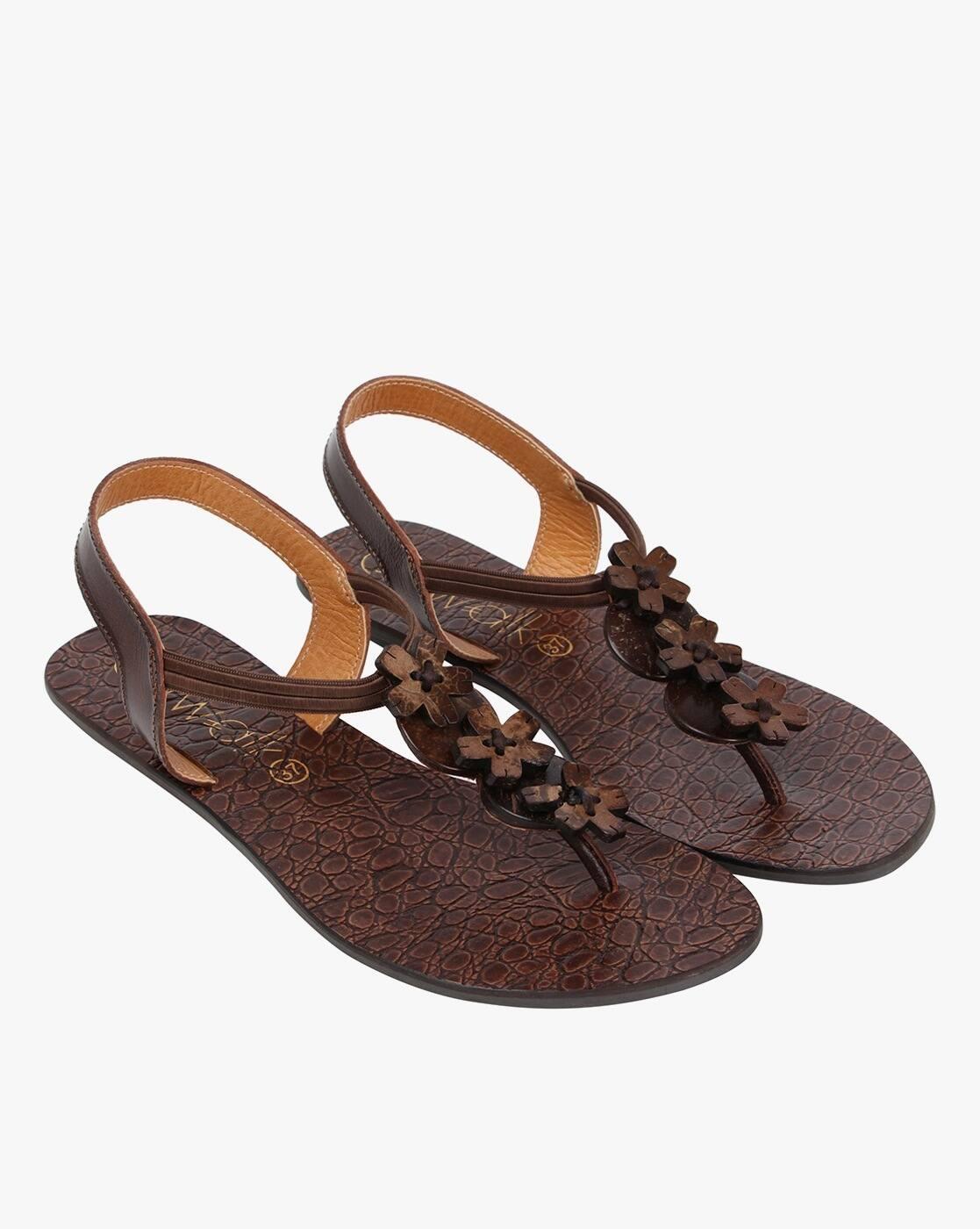 Floral Pattern Slingback Slip-On Flat-Sandals