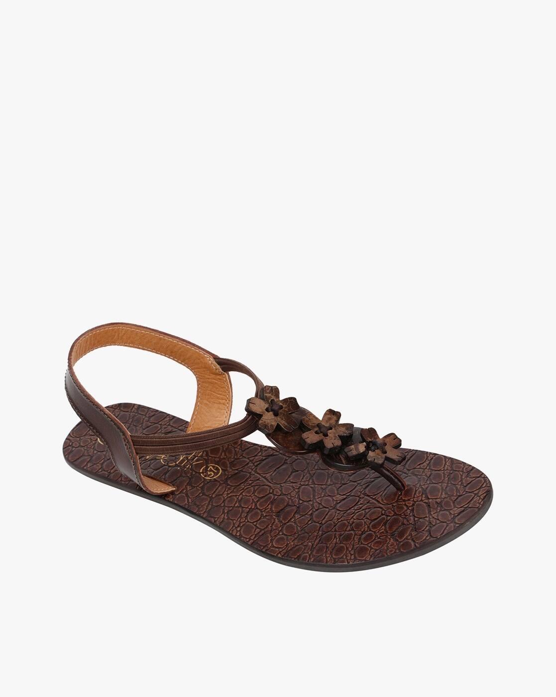 Floral Pattern Slingback Slip-On Flat-Sandals