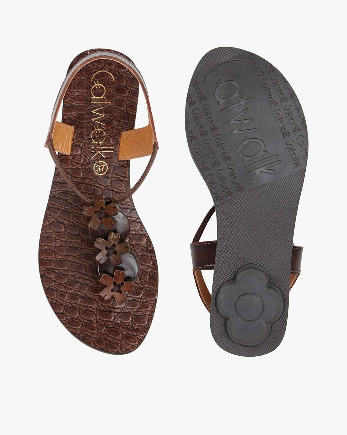 Floral Pattern Slingback Slip-On Flat-Sandals