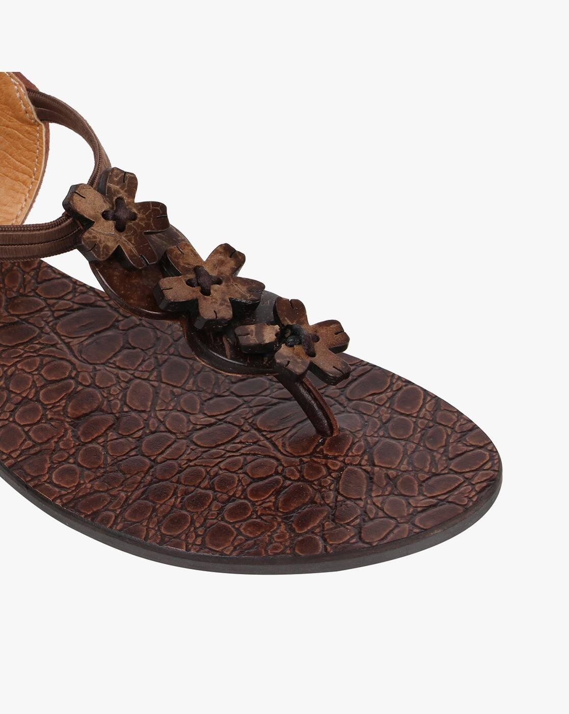 Floral Pattern Slingback Slip-On Flat-Sandals