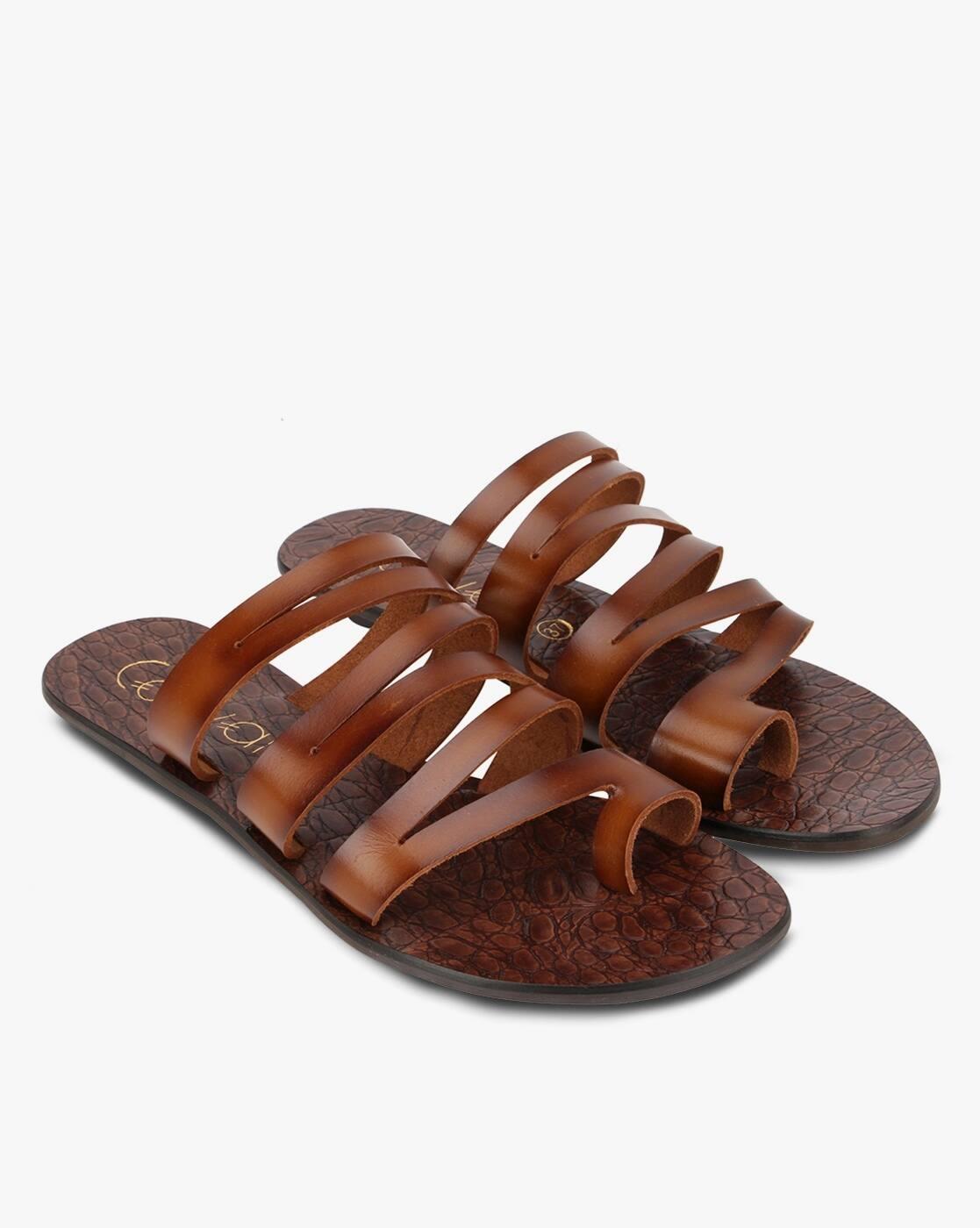 Strappy Toe-Ring Slip-On Sandals