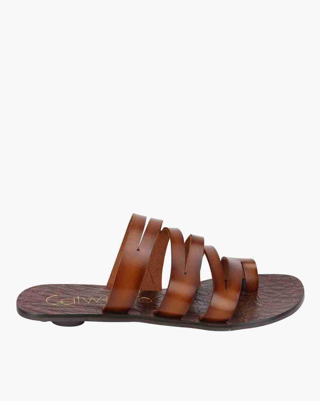Strappy Toe-Ring Slip-On Sandals