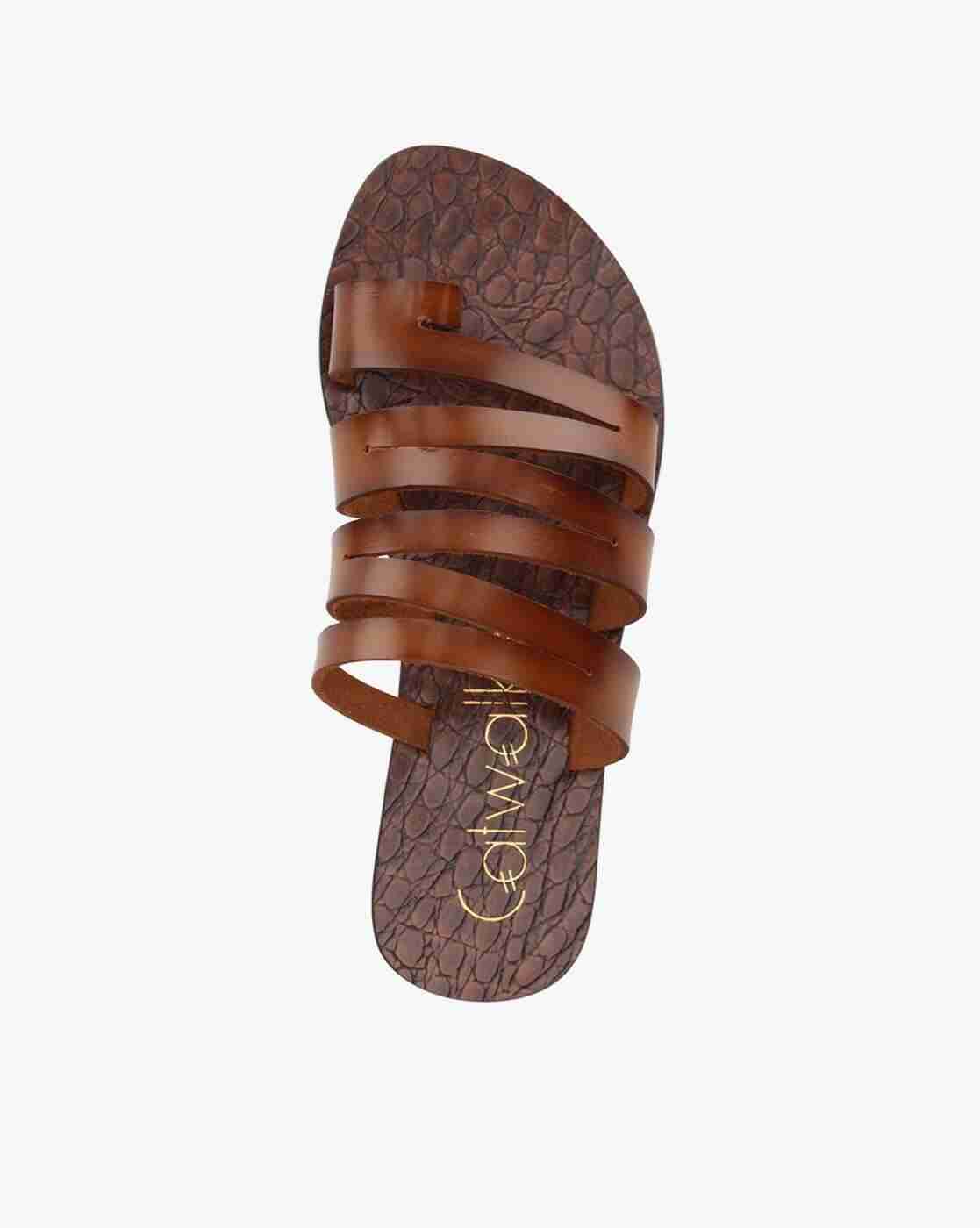 Strappy Toe-Ring Slip-On Sandals