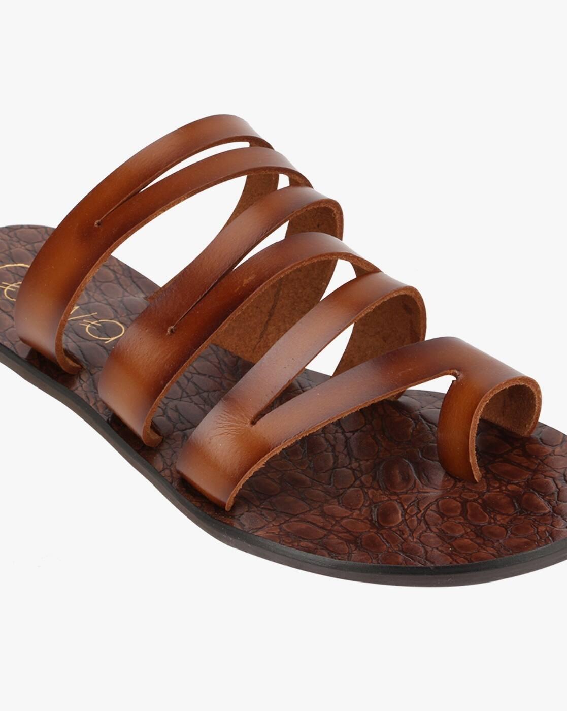 Strappy Toe-Ring Slip-On Sandals