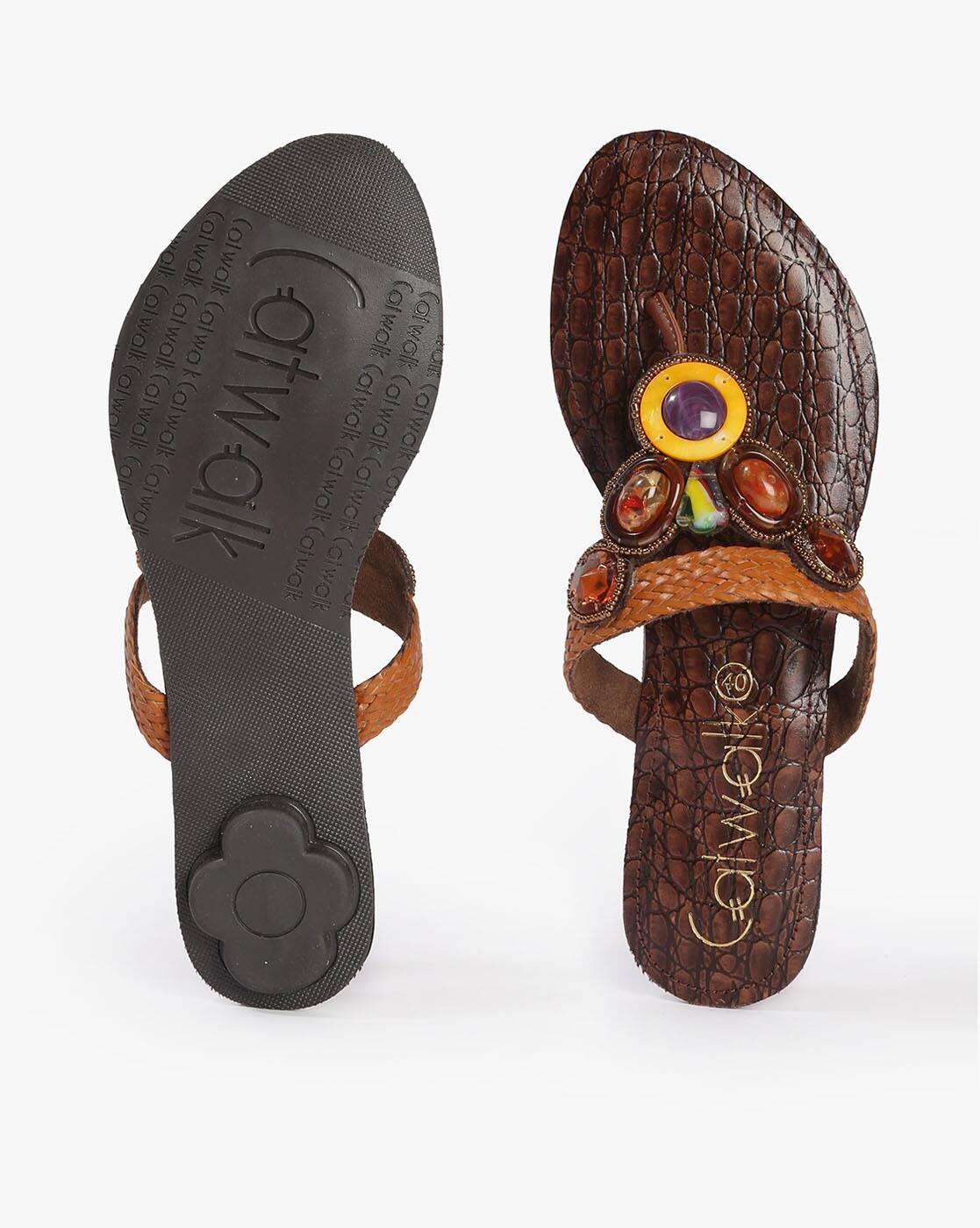 Embellished Thong-Strap Flat Sandals