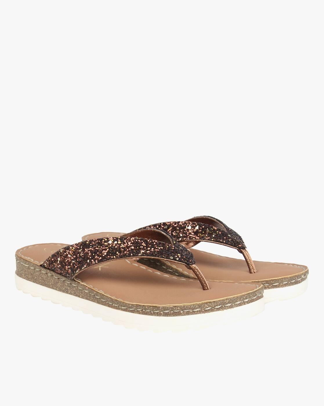 Embellished Thong-Strap Flip-Flops