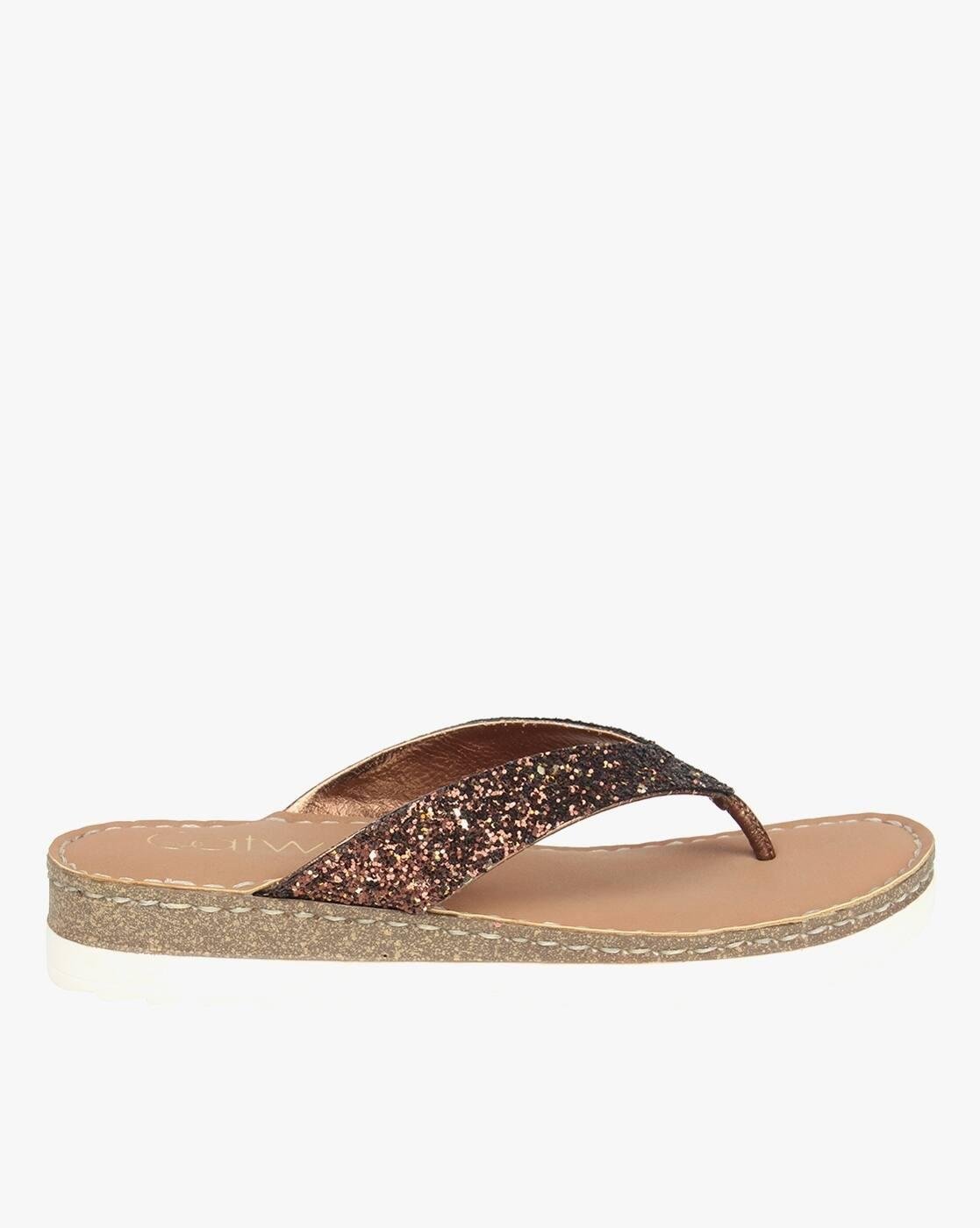 Embellished Thong-Strap Flip-Flops