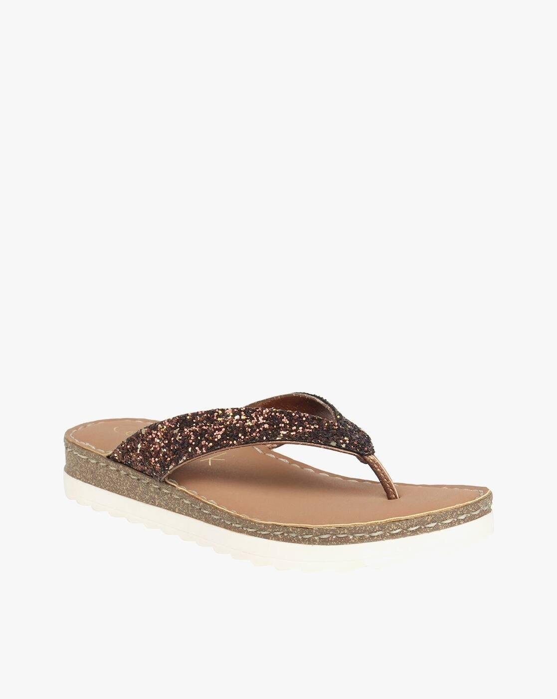 Embellished Thong-Strap Flip-Flops