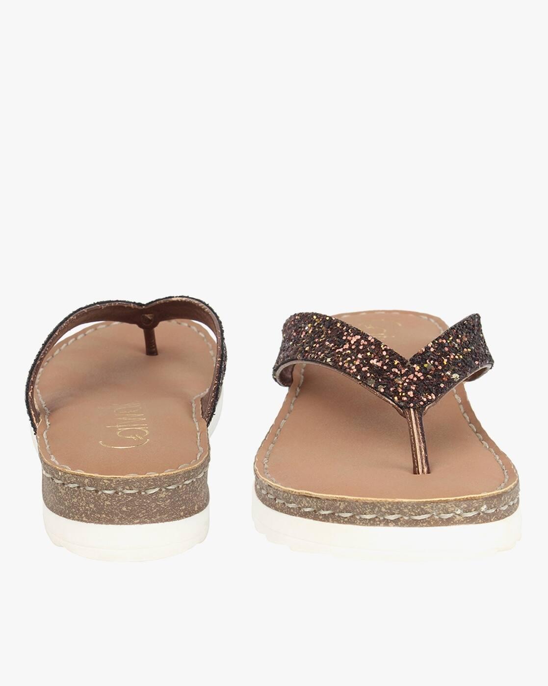 Embellished Thong-Strap Flip-Flops