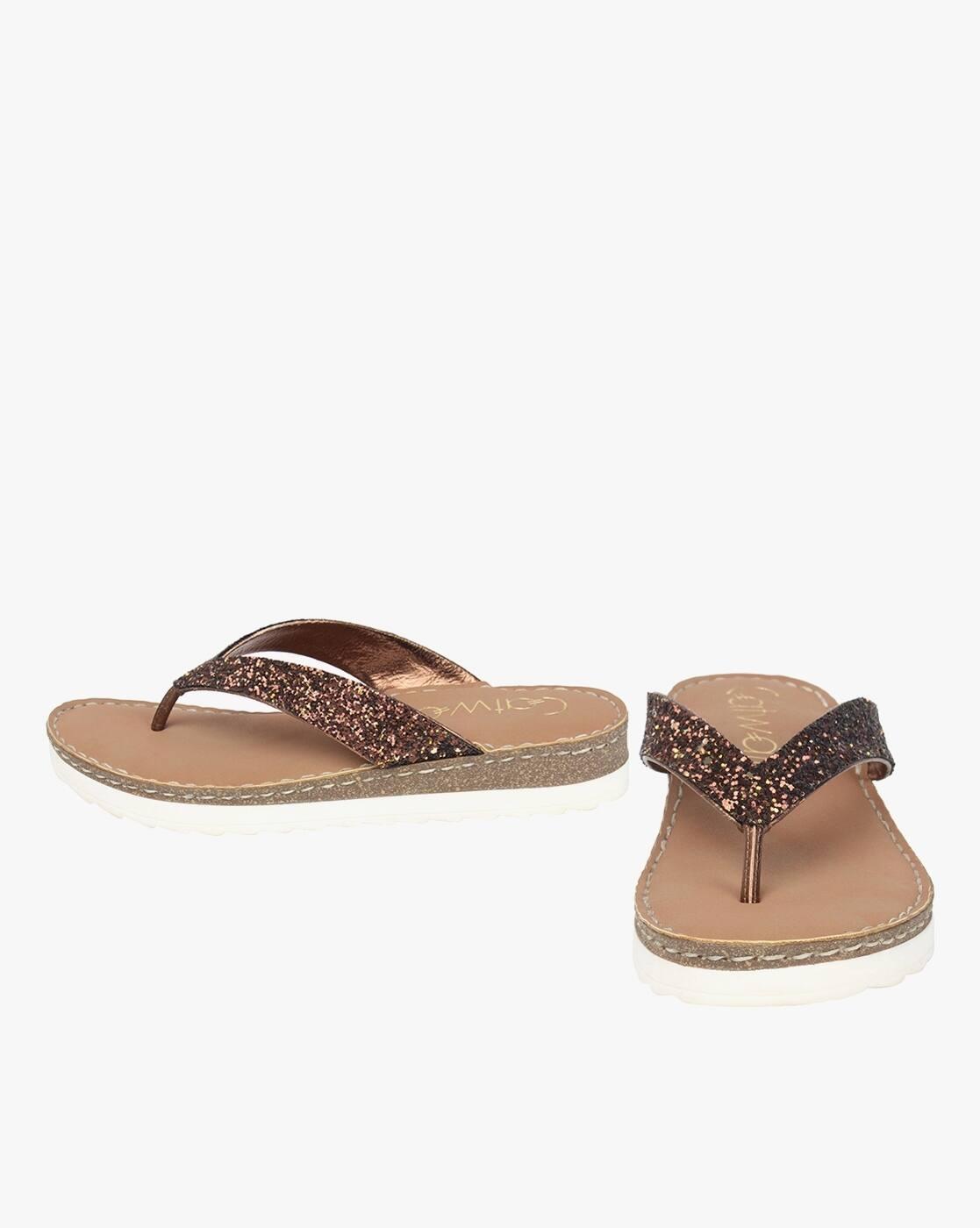 Embellished Thong-Strap Flip-Flops