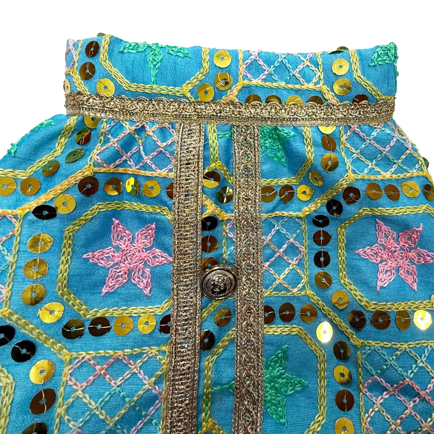 Pawsindia Traditional Nawabi Sky Blue Embroidered Kurta for Cats