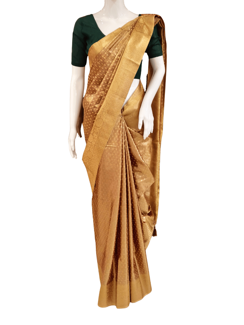 Manish Textiles Women's Gold Tissue Silk Naxi Border Saree