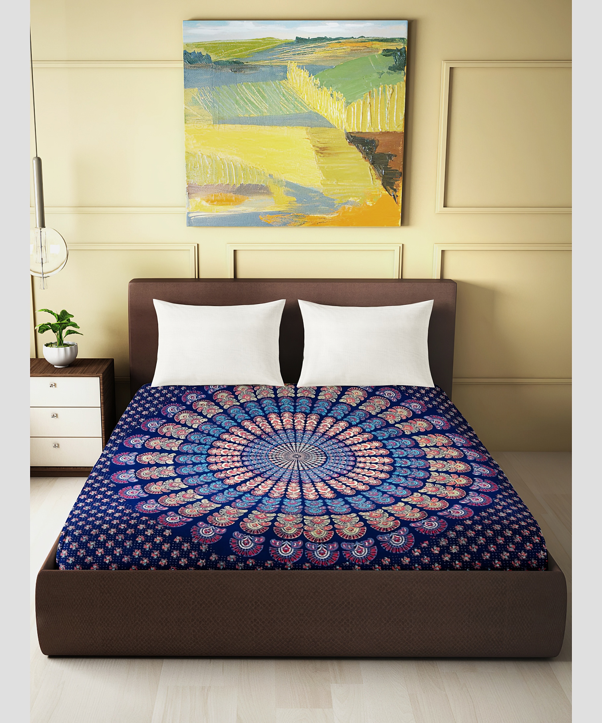 Boria Bistar | Rajasthani Indigo Printed Cotton Double Bedsheet|2