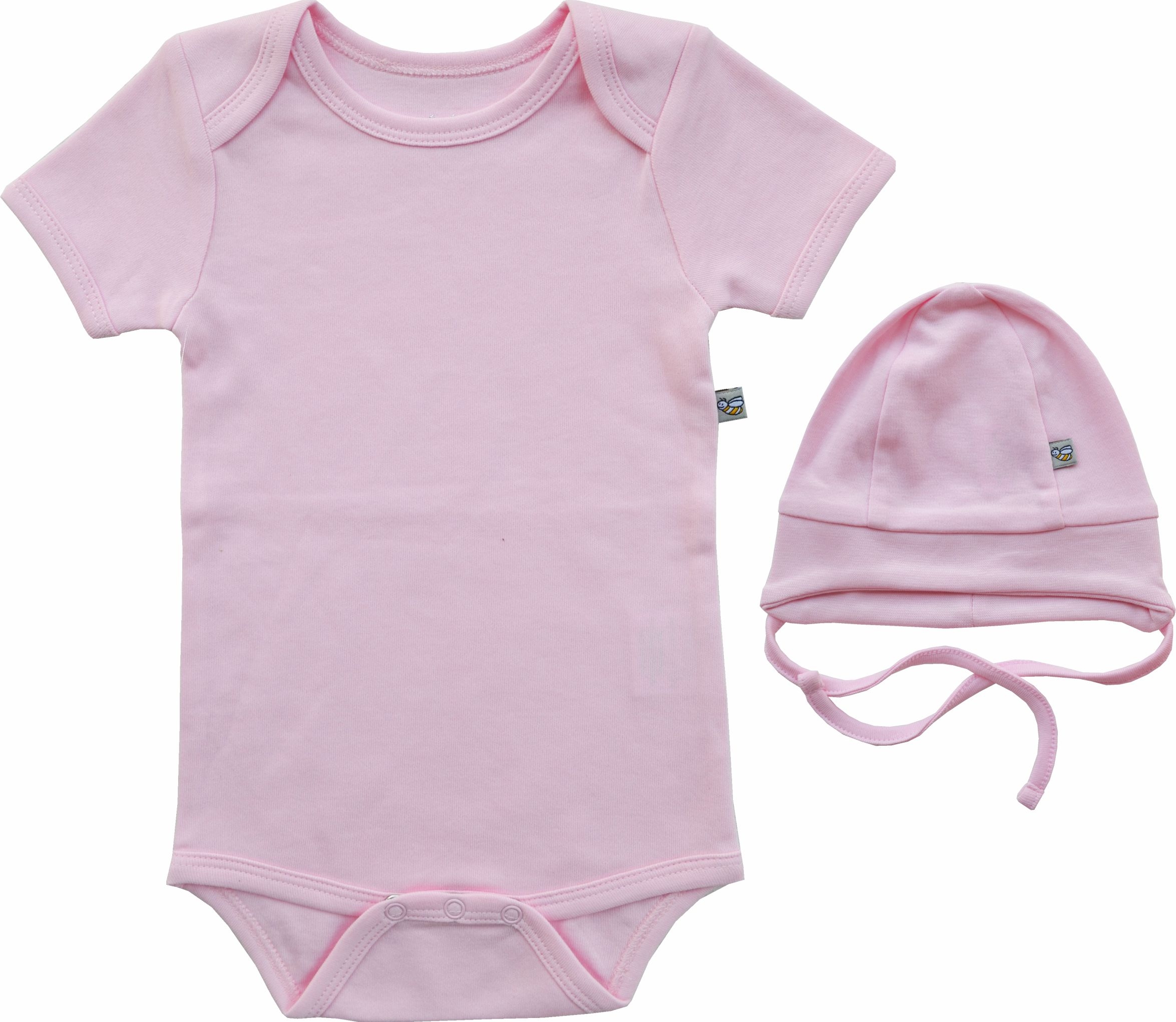 Baby Romper/Onesie Pink+ Pink Cap Set (100% Cotton)