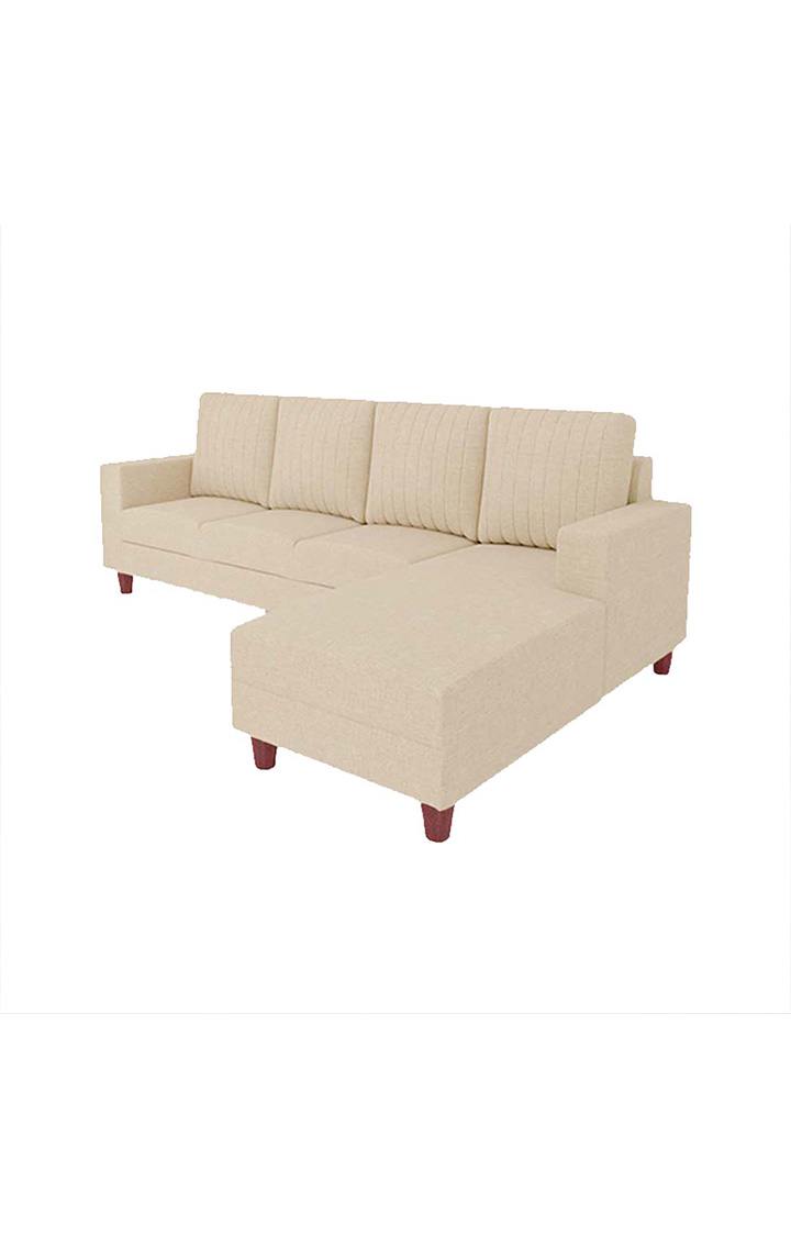 neudot Roman LHS Sectional Sofa for Living Room |6 Person Sofa|Premium Fabric with Cushioned Armrest | Solid Wood Frame|6 Seater in Neo Beige Color