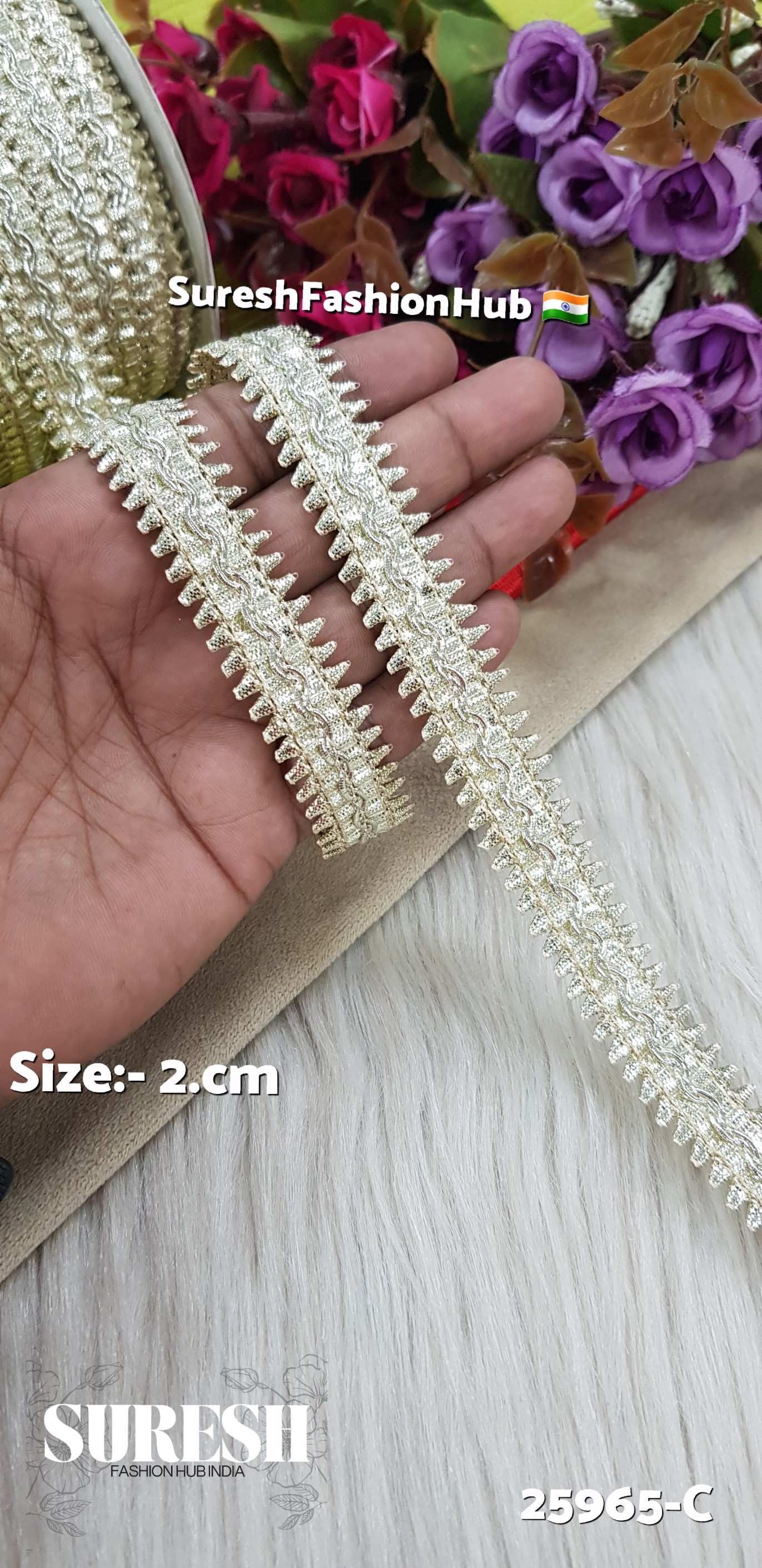 25965-C Water Two-Side Samosa Gota Jhalar Lace – 2 cm