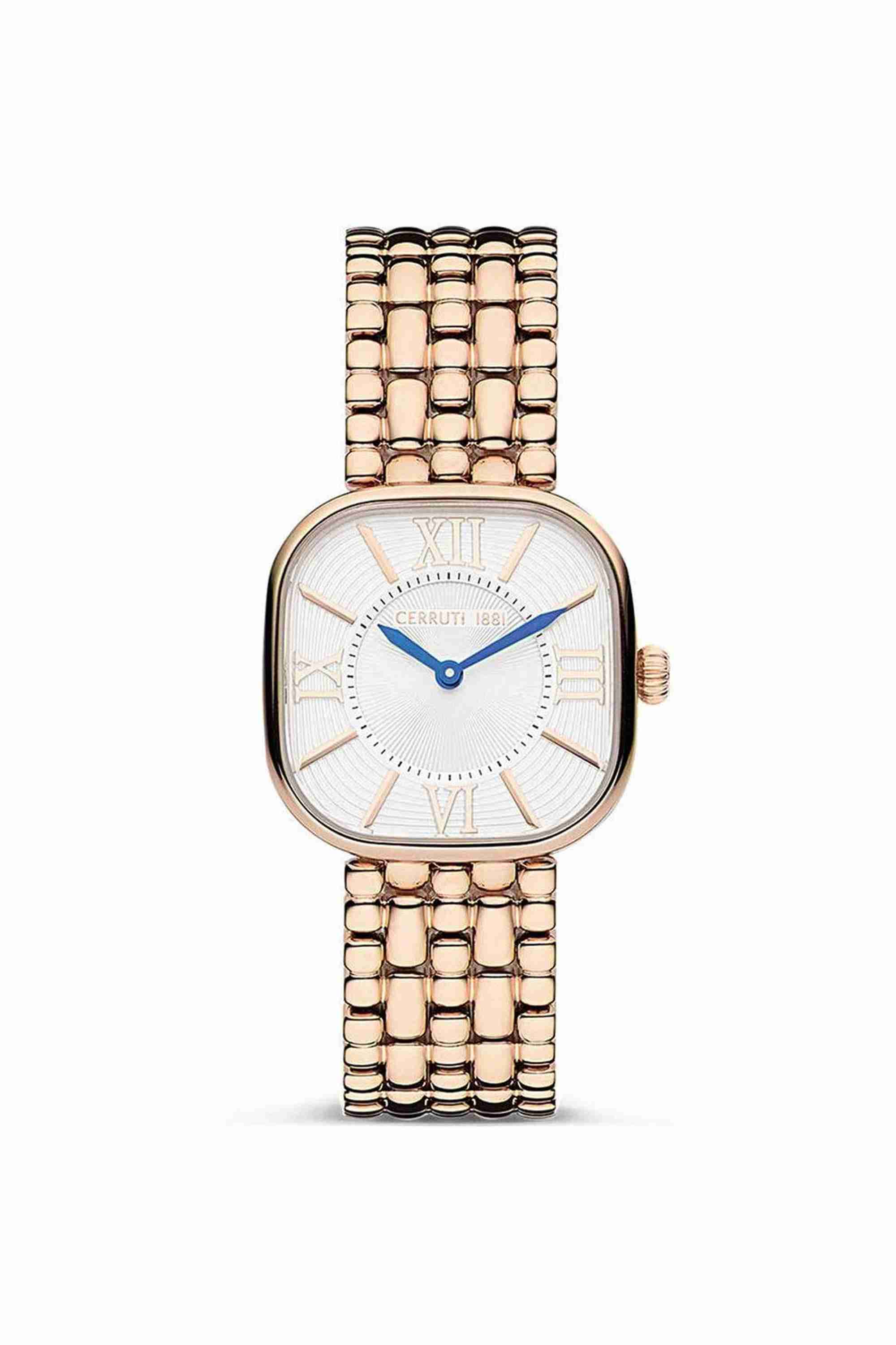 Casena 43 mm Quartz Analogue Watch For Women - White Dial with Rose Gold Stainless Steel Strap (NTCECIG2225203W)