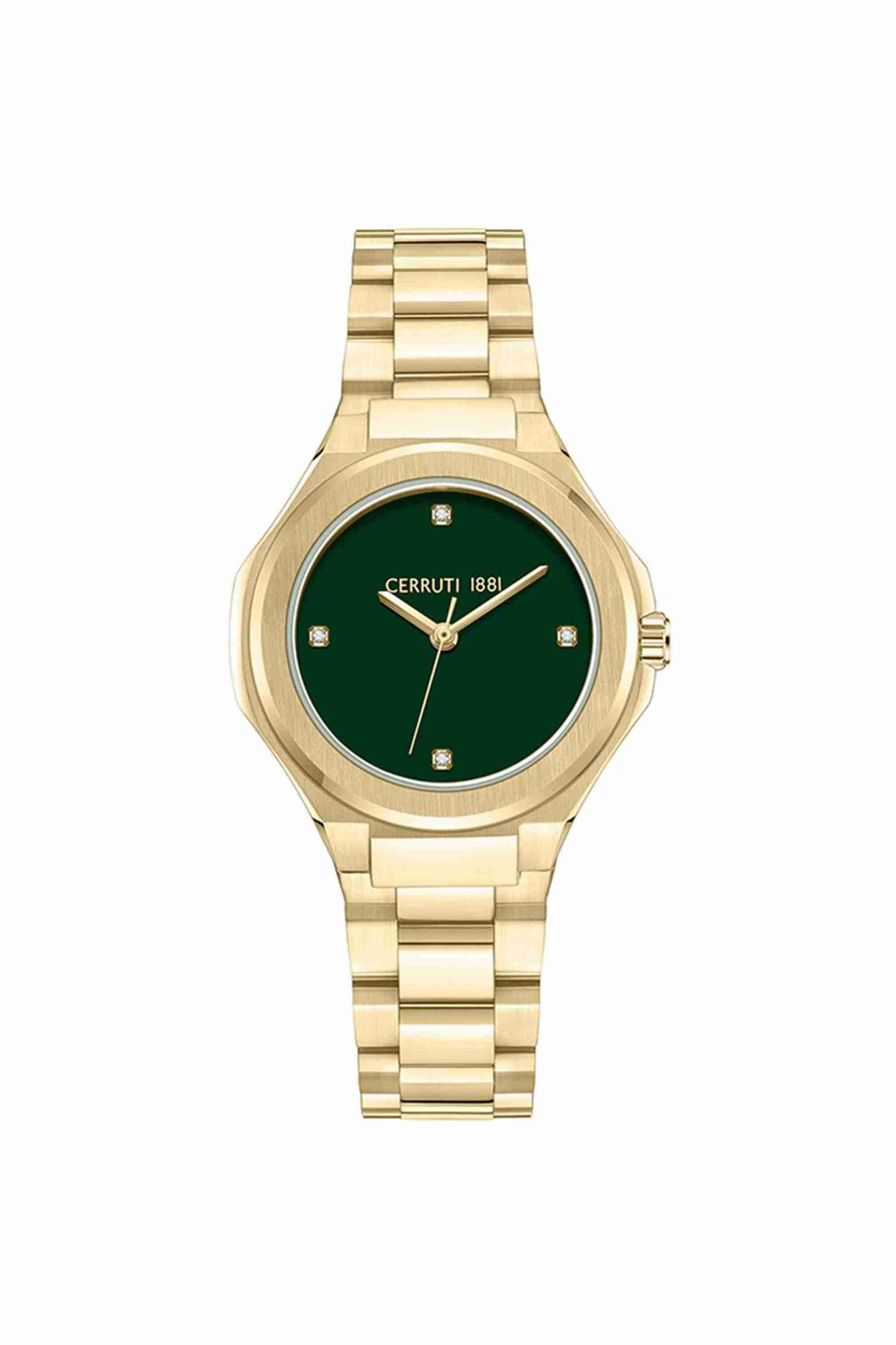 Miles 24 mm Automatic Analogue Watch For Women - Green Dial with Gold Stainless Steel Strap (NTCECILG0043602)