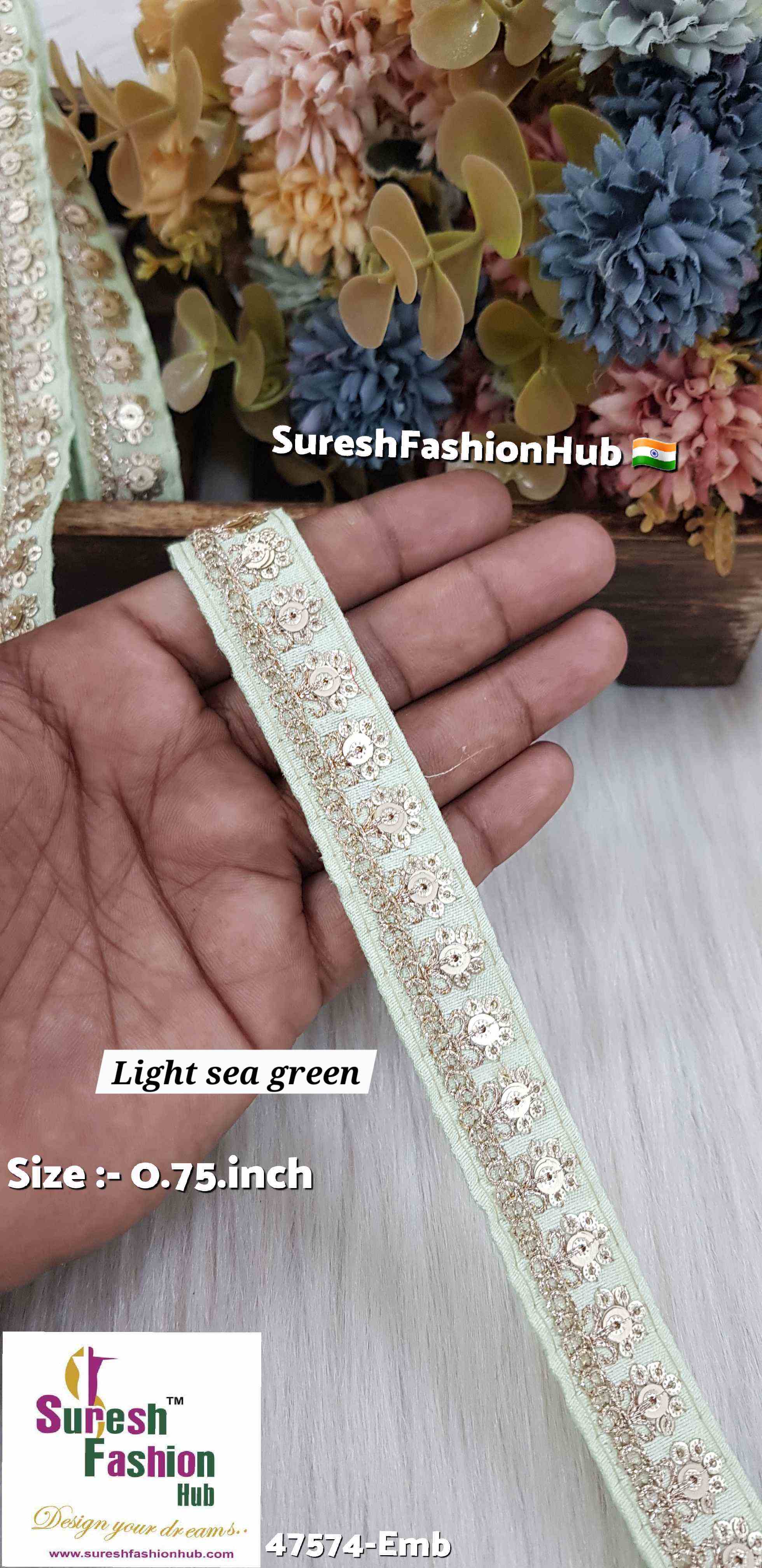Embroidery  Light Sea Green Surat Silk