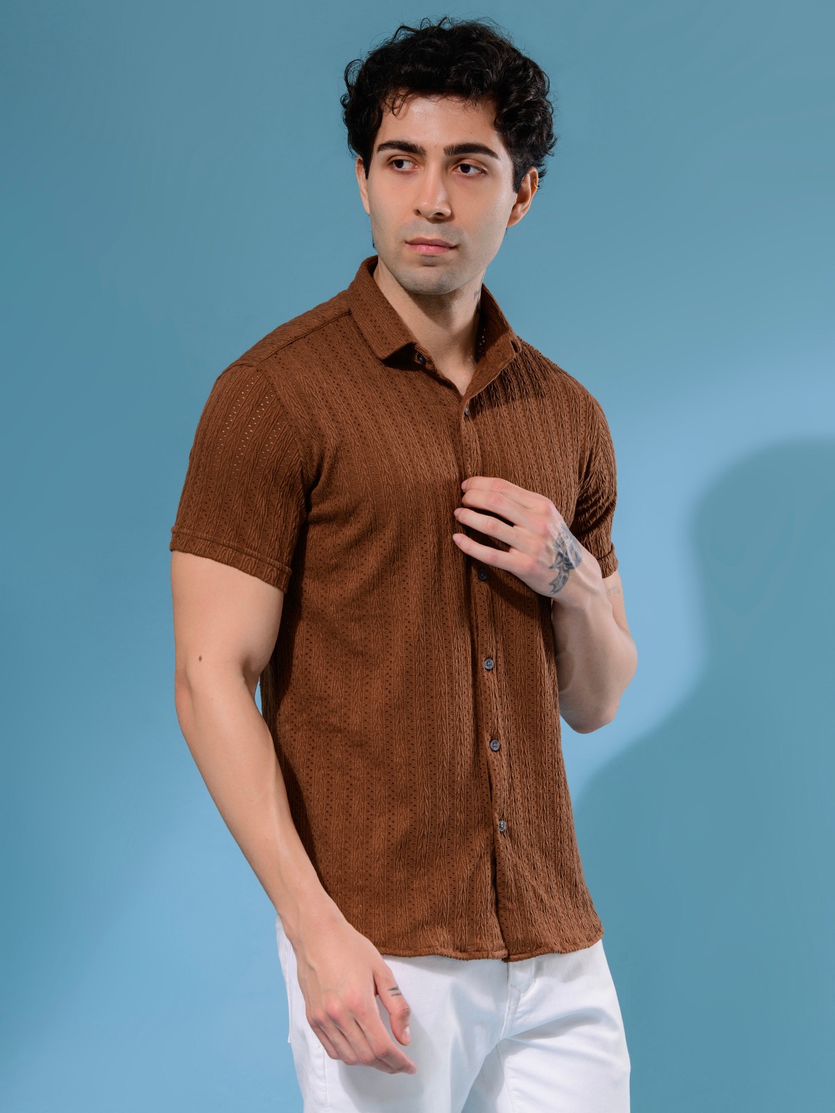 ALBION MENS OLDGARAGE 3 (BROWN) SHIRT