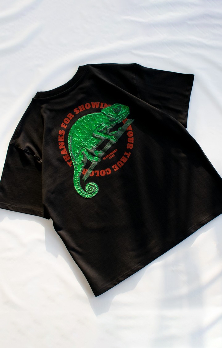 Blckorchid | Unisex Chameleon Black Cotton Printed Oversized T-Shirt 0