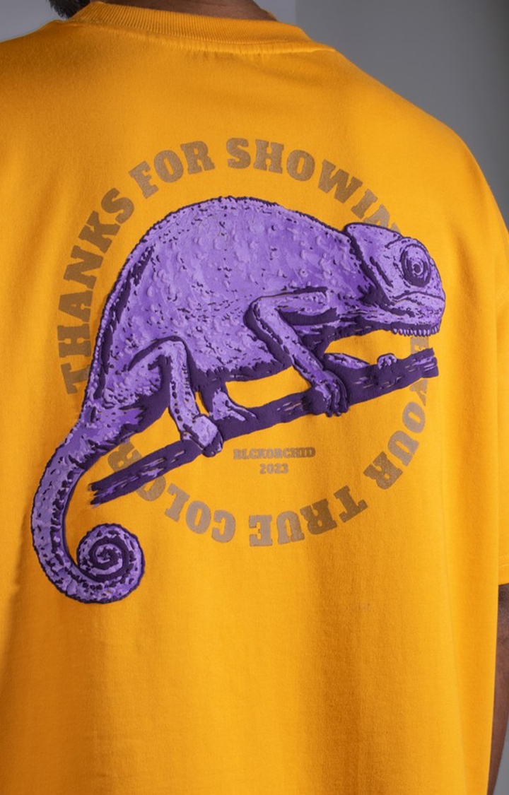 Blckorchid | Unisex Chameleon Mustard Cotton Printed Oversized T-Shirt