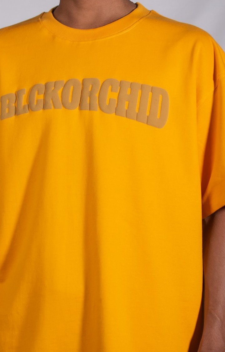 Unisex Chameleon Mustard Cotton Printed Oversized T-Shirt