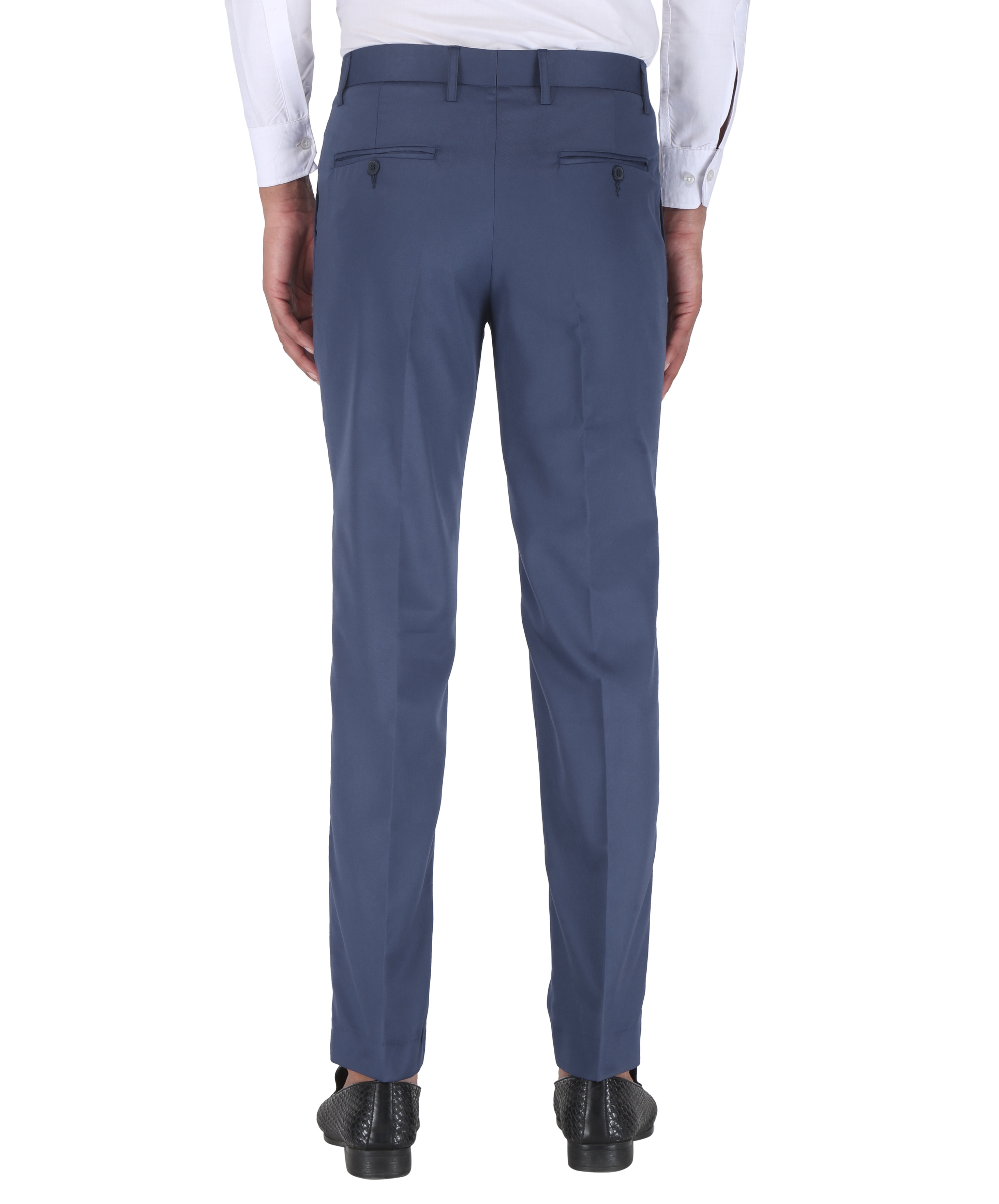 CHARLIE CARLOS | Blue Men's Contemporary Reguler Leg Business Pants in Virgin PolyViscose Regular Fit Formal Trousers/Pants 1