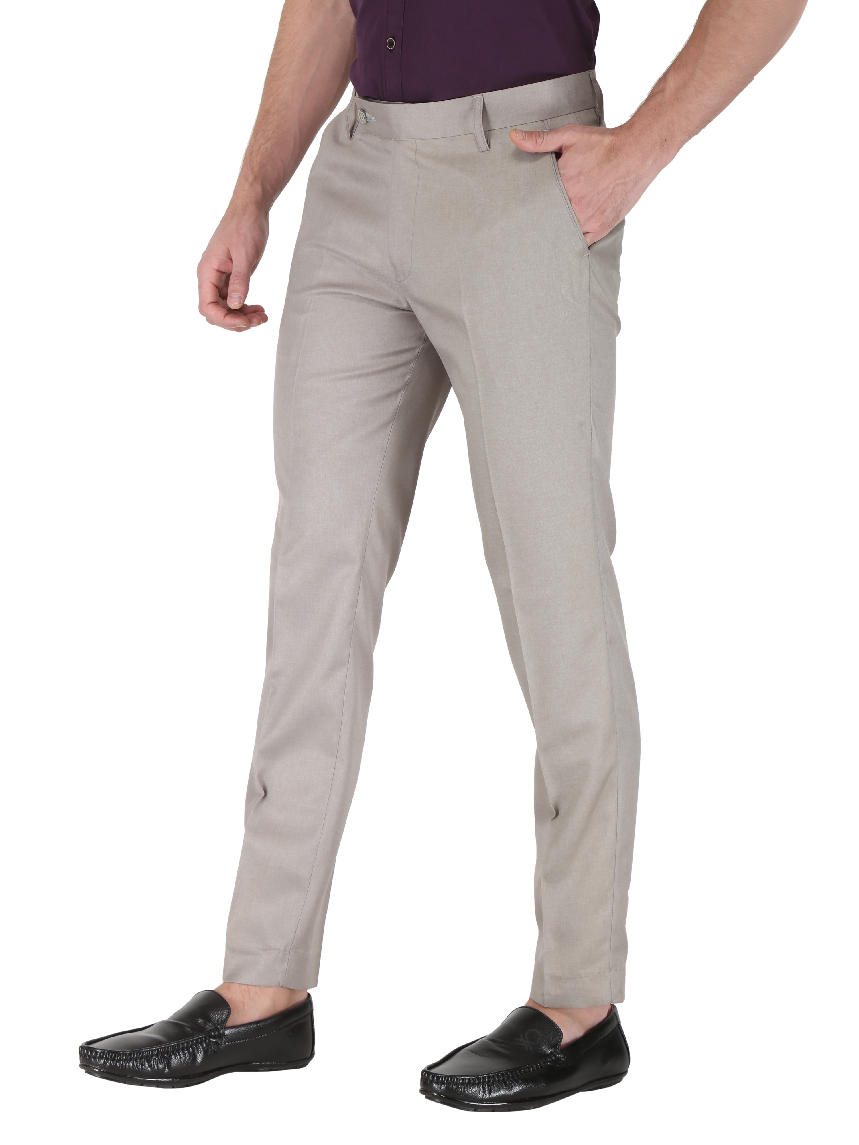 Buy Color Plus Men's Flat Front Contemporary Fit Medium Blue Casual Trouser  at Amazon.in