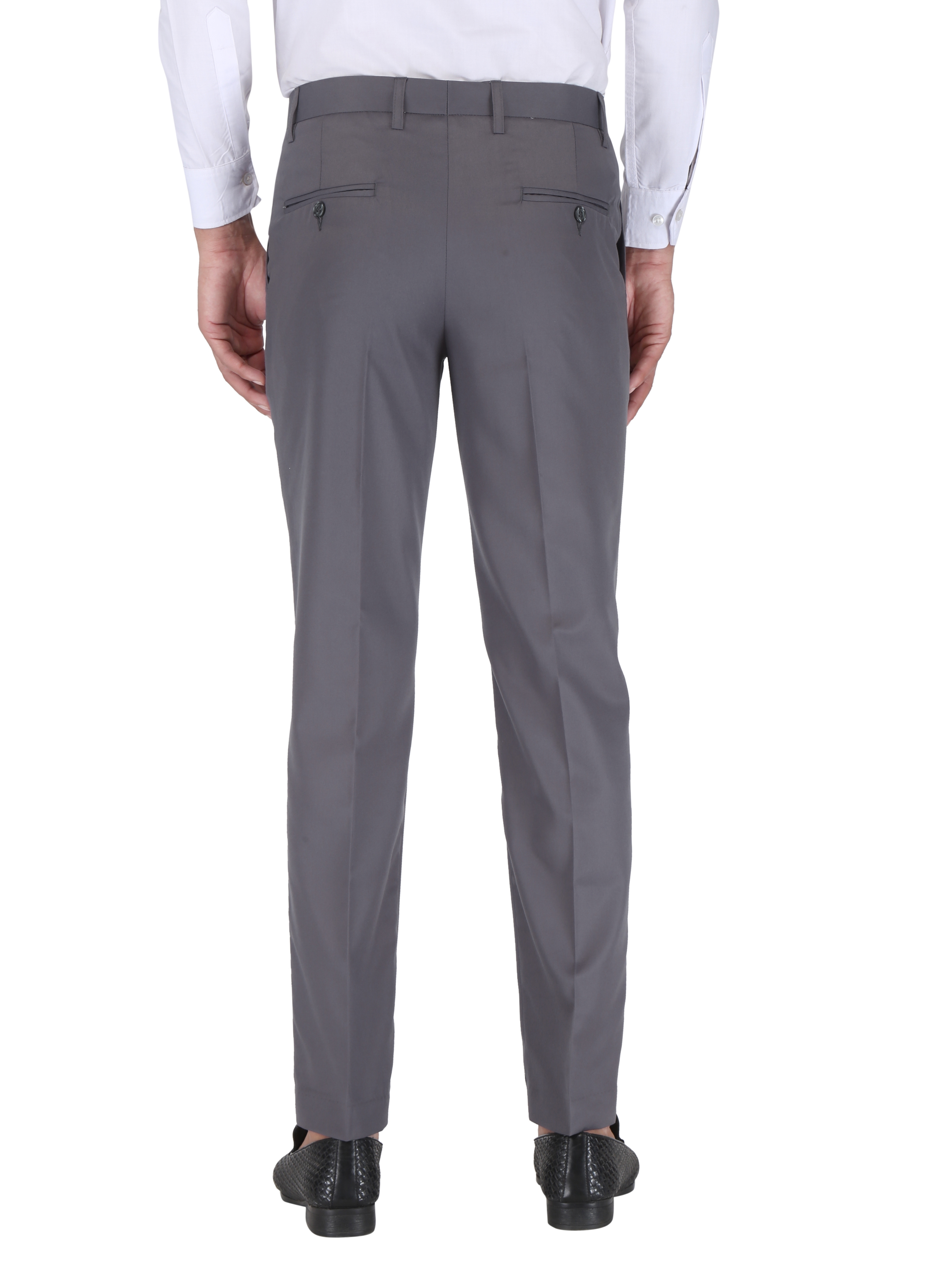 CHARLIE CARLOS | Dark Grey Men's Contemporary Reguler Leg Business Pants in Virgin PolyViscose Regular Fit Formal Trousers/Pants 1