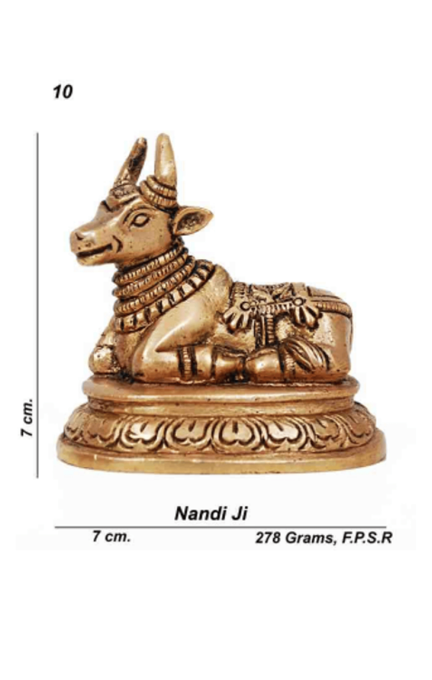 Shiv Ratan Kendra Nandi Ji Ashtdhatu Murti to Pray With Shiv Ling to Bring Prosperity & Good Luck I Size: 7 CM X 7CM - Ashtdhatu