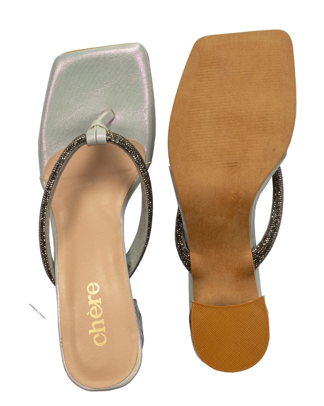 Chere | CHERE Premium Embellished Block heel with unique Mirror Effect, 3