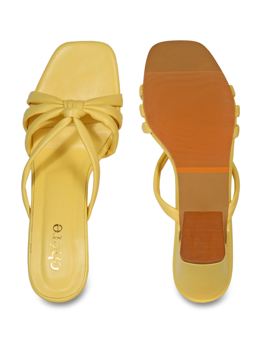Pastel Yellow Strap Chunky Block Heels